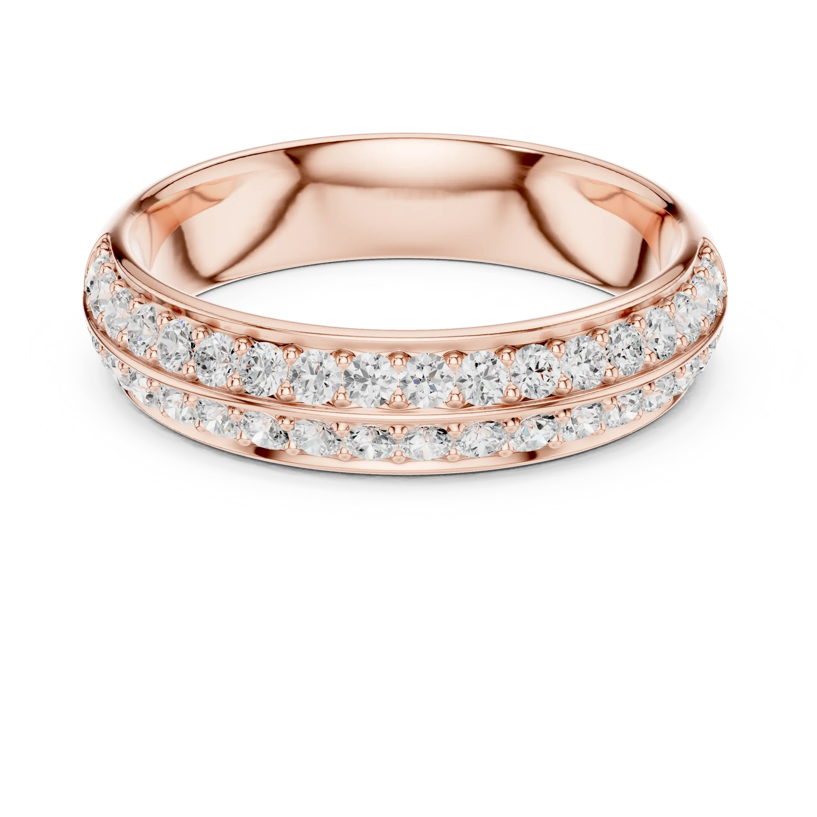 MJET010 - Elegant Parallel Row Shared Prong Wedding Band