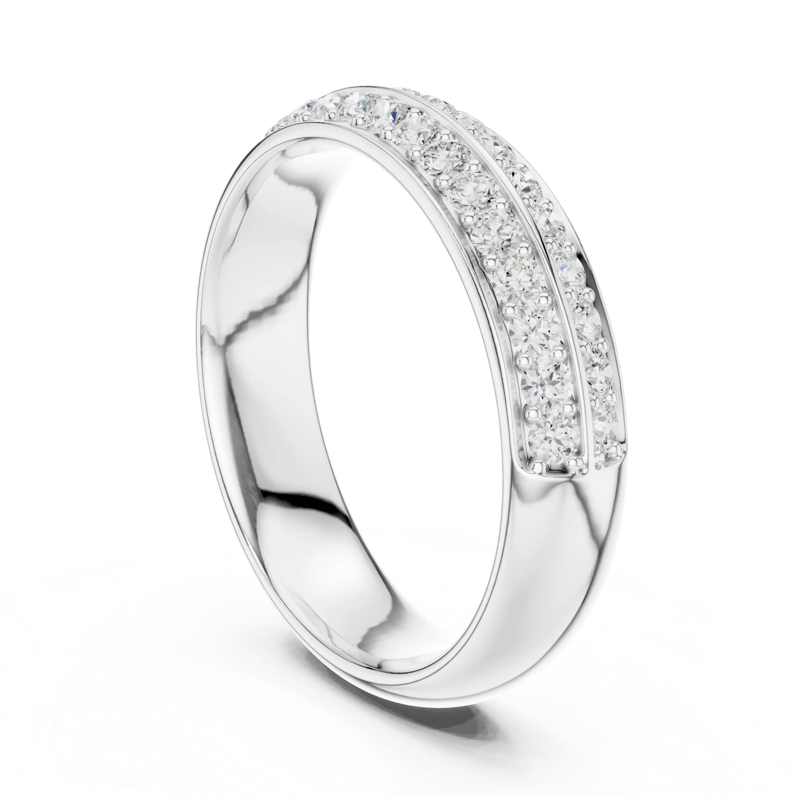 MJET010 - Elegant Parallel Row Shared Prong Wedding Band