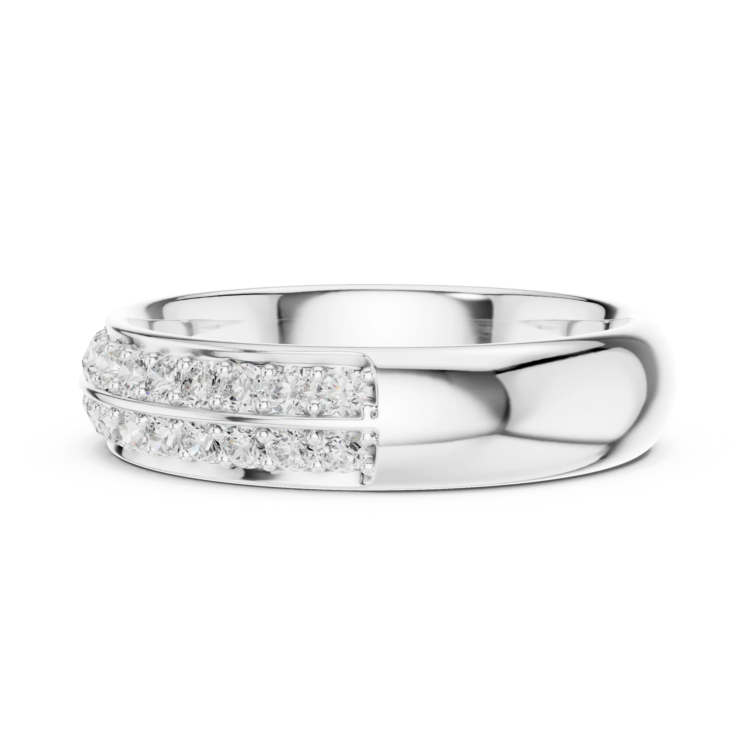 MJET010 - Elegant Parallel Row Shared Prong Wedding Band