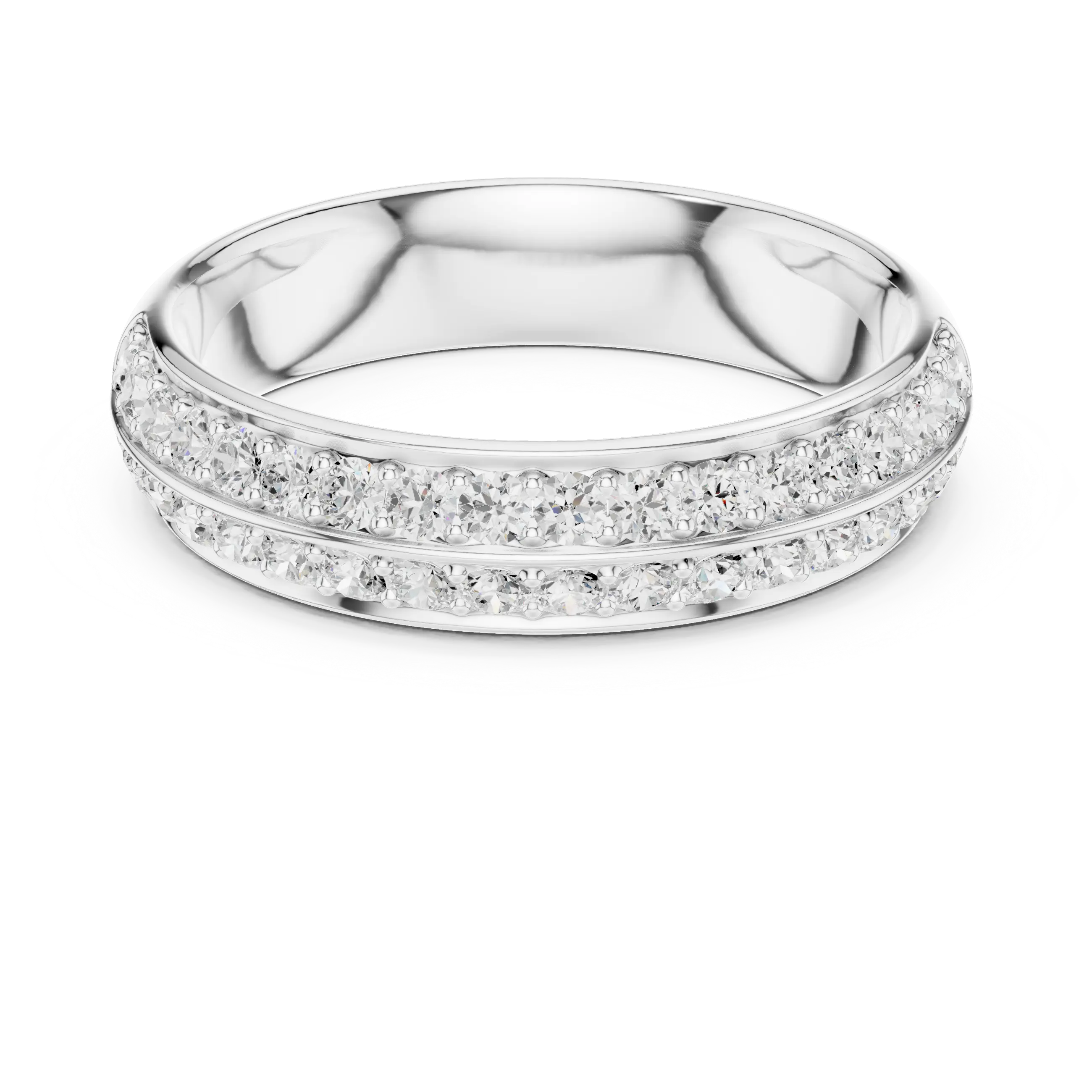 MJET010 - Elegant Parallel Row Shared Prong Wedding Band