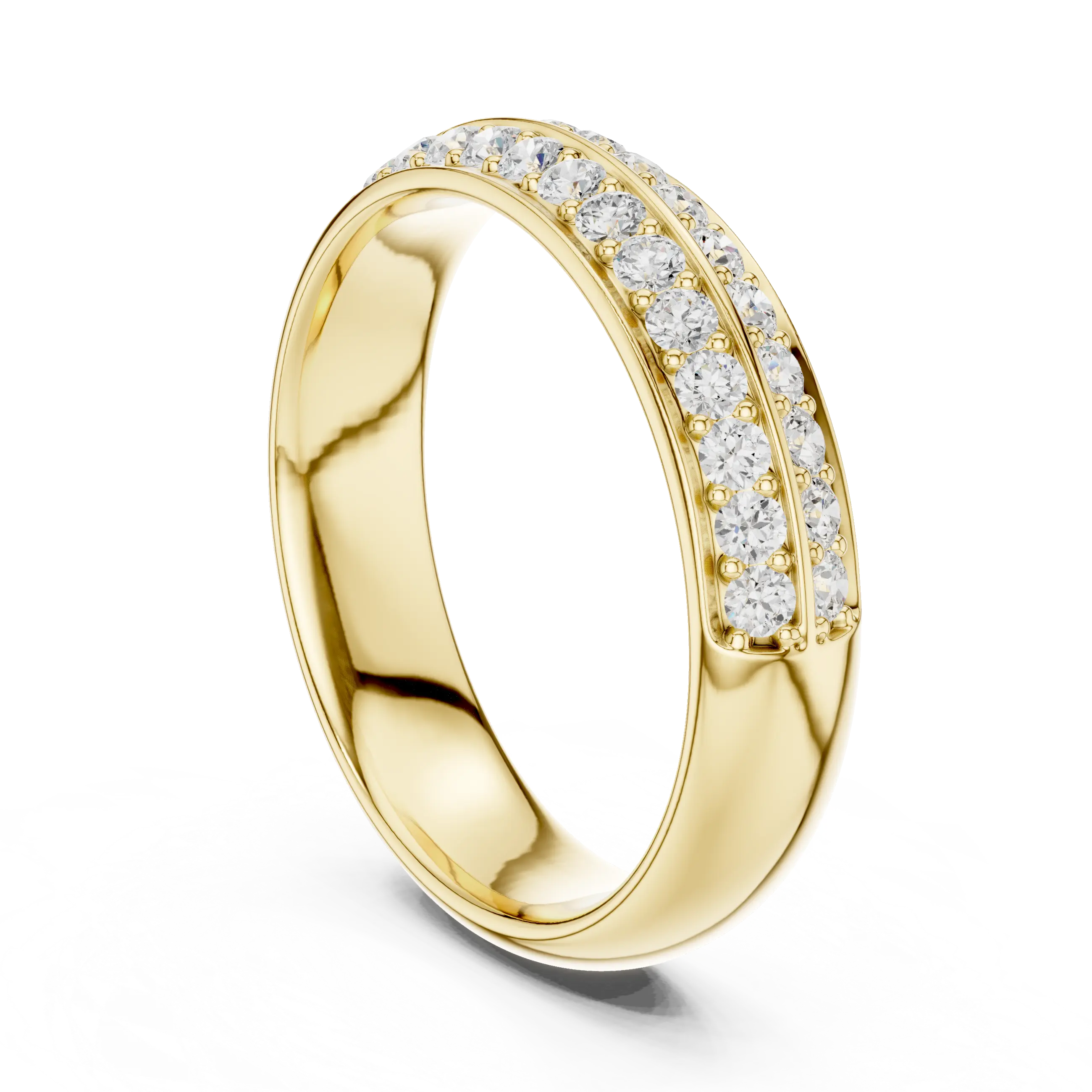 MJET010 - Elegant Parallel Row Shared Prong Wedding Band