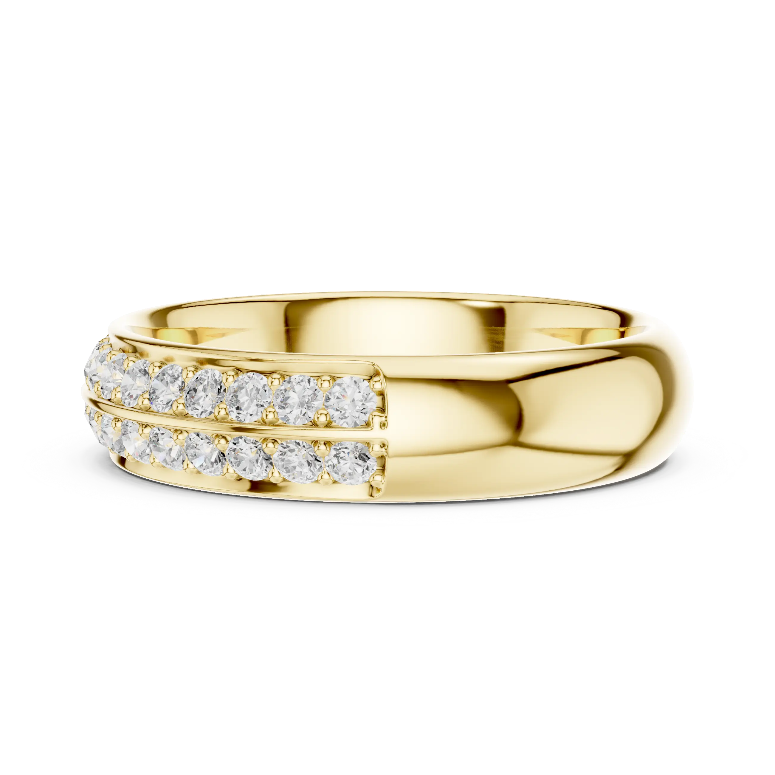 MJET010 - Elegant Parallel Row Shared Prong Wedding Band