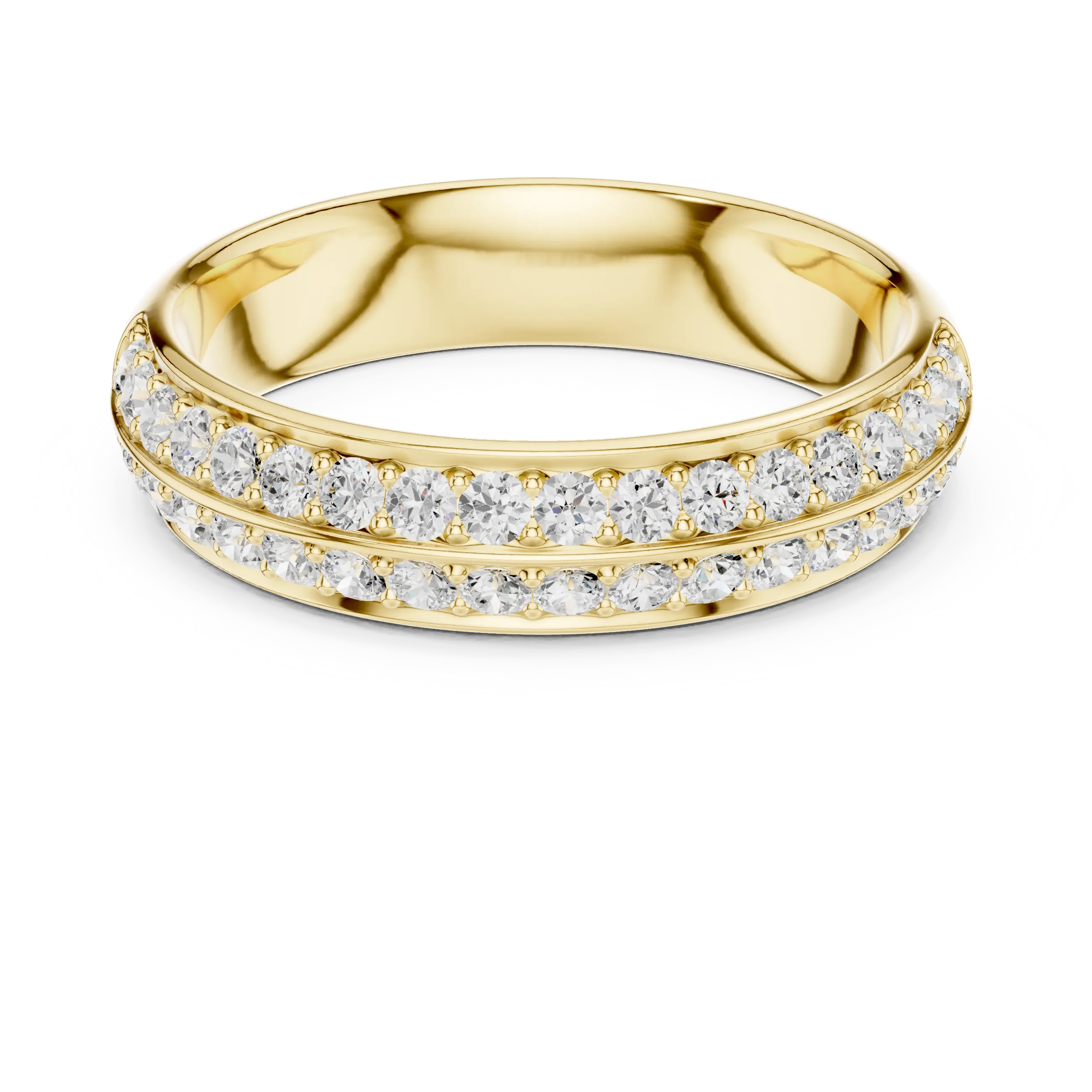 MJET010 - Elegant Parallel Row Shared Prong Wedding Band