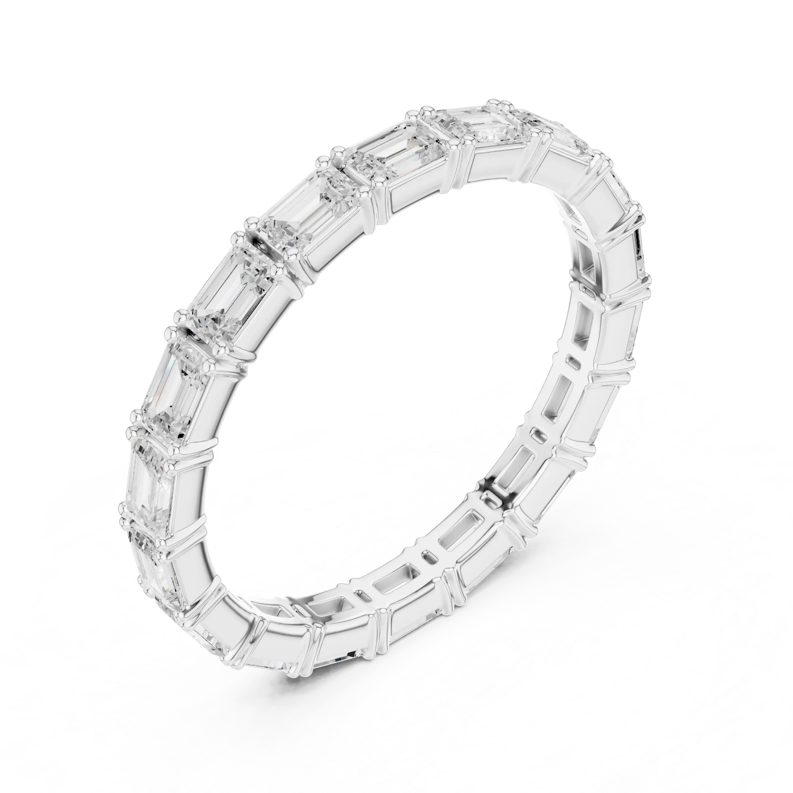 MJET014 - Emerald Cut East-West Full Eternity Band