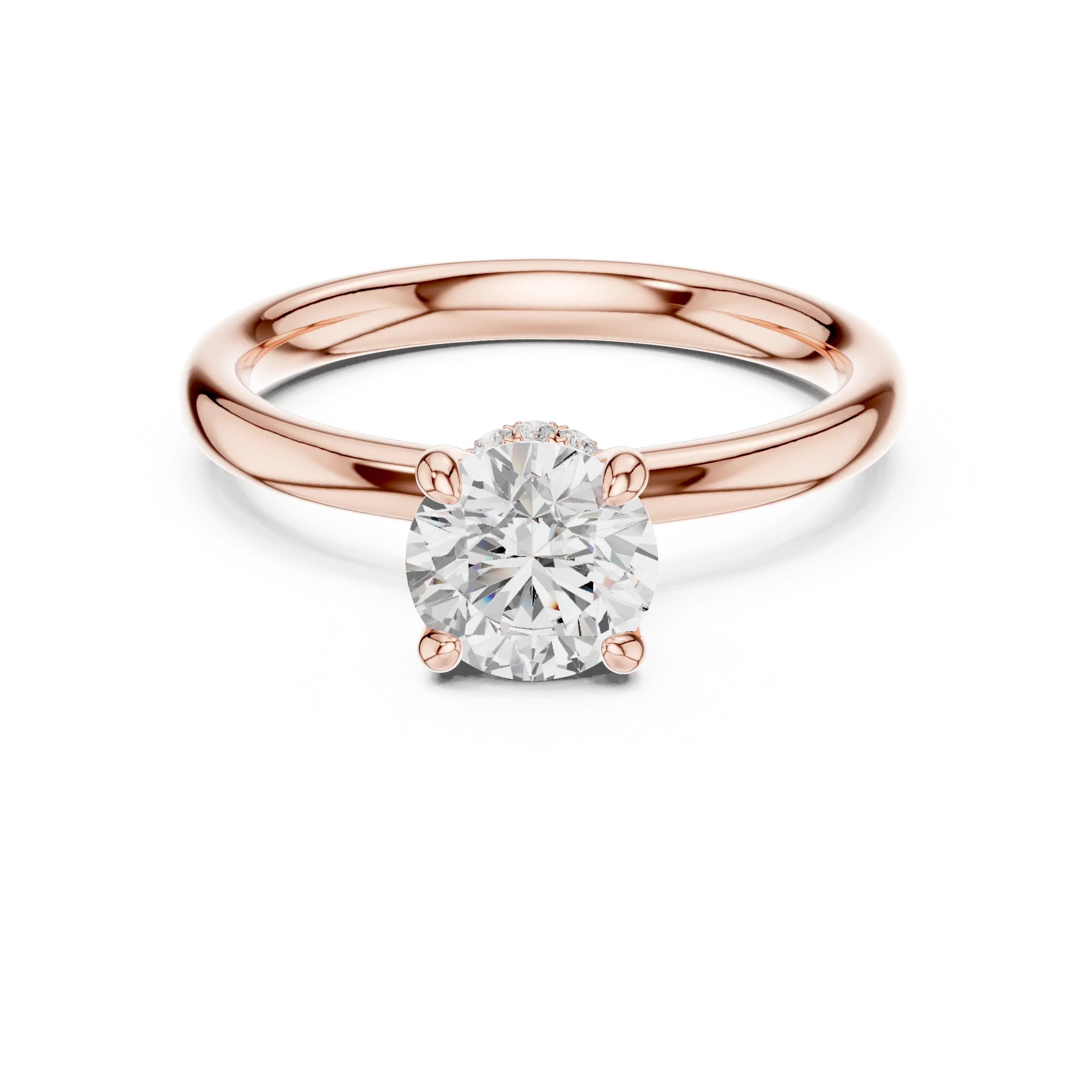 MJR067 - Classic Low Profile Plain Band Under Halo Engagement Ring