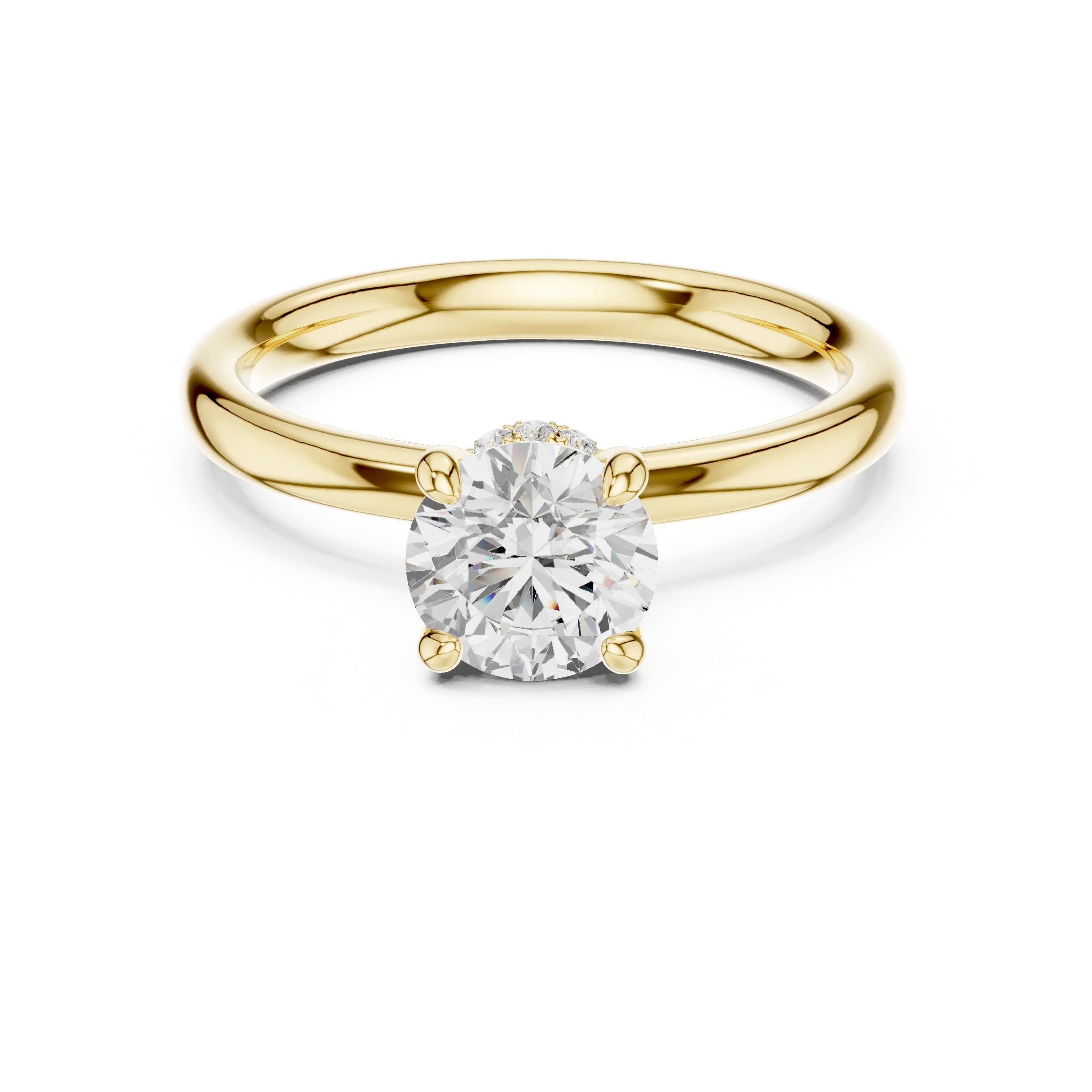 MJR067 - Classic Low Profile Plain Band Under Halo Engagement Ring