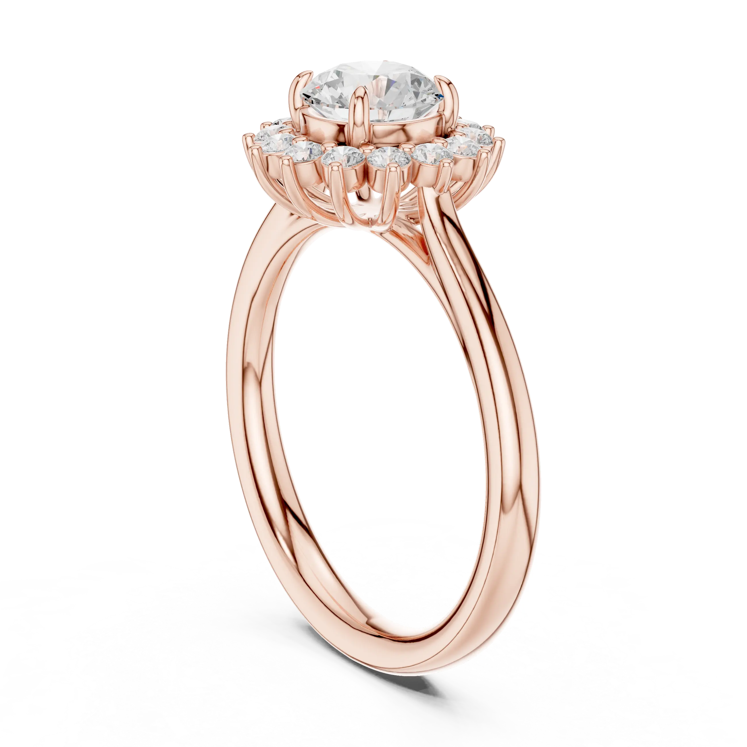 MJR068 - Round Floral Sunburst Border Engagement Ring
