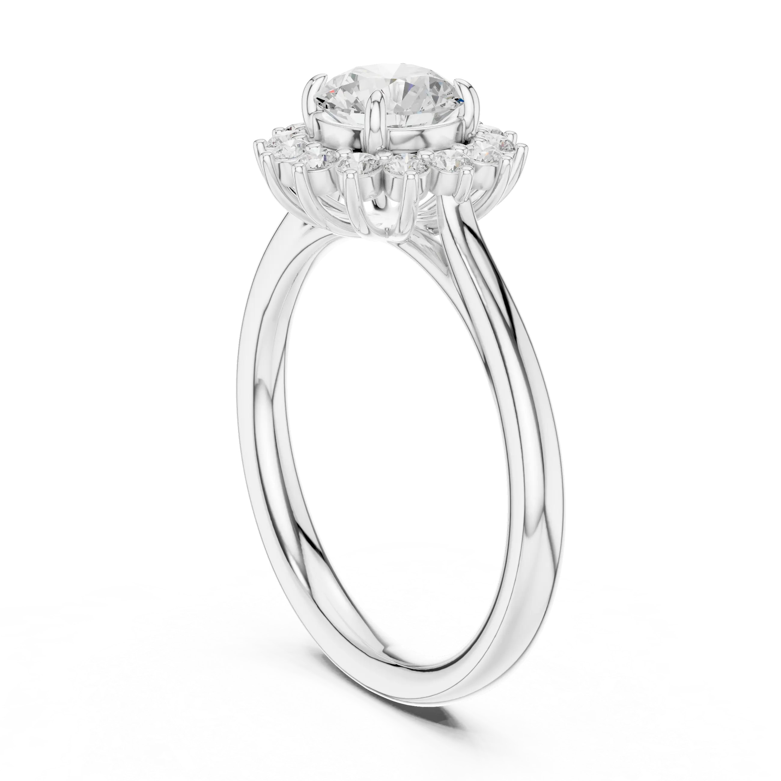 MJR068 - Round Floral Sunburst Border Engagement Ring