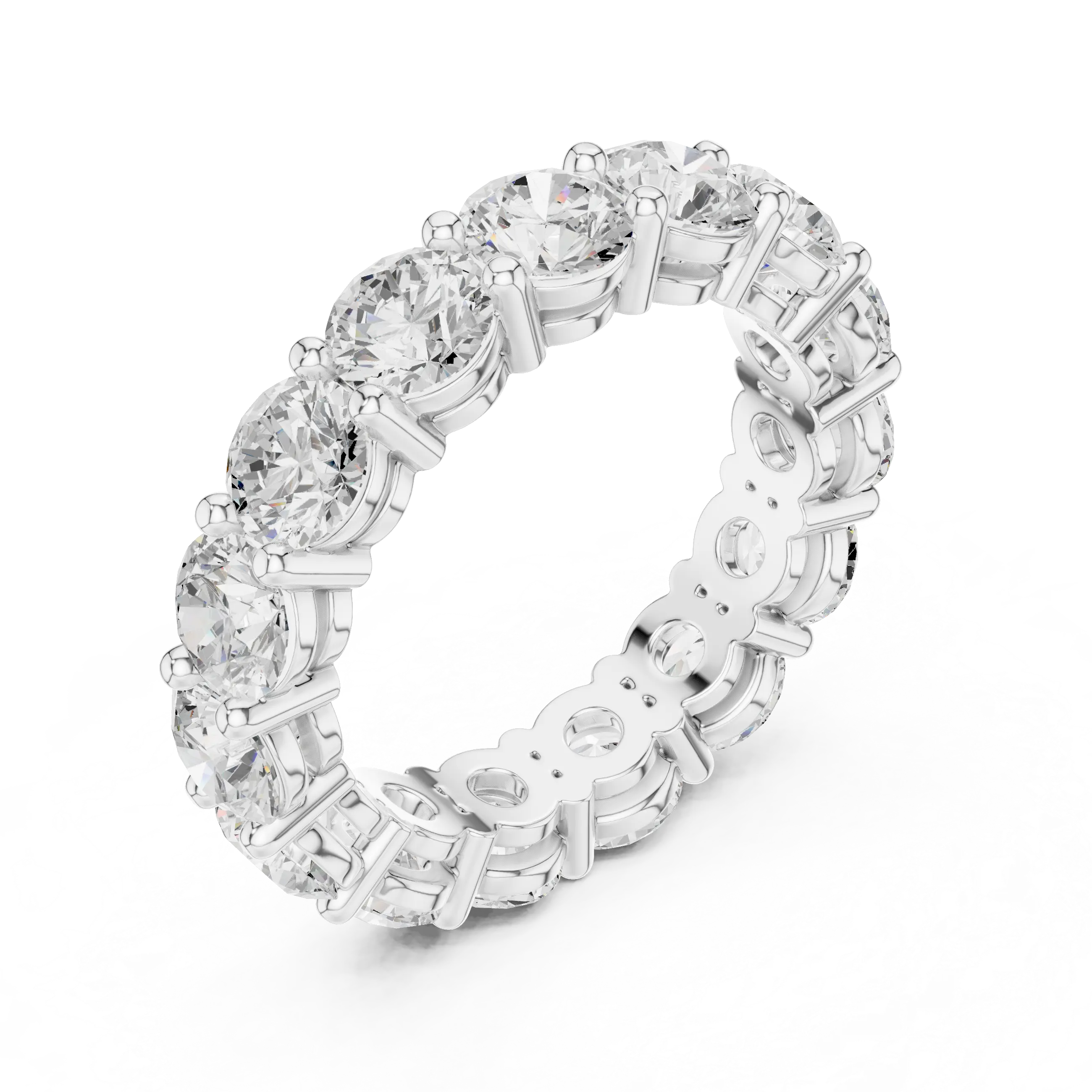 MJET016 - Round Brilliant Cut Four Prong Full Eternity Band