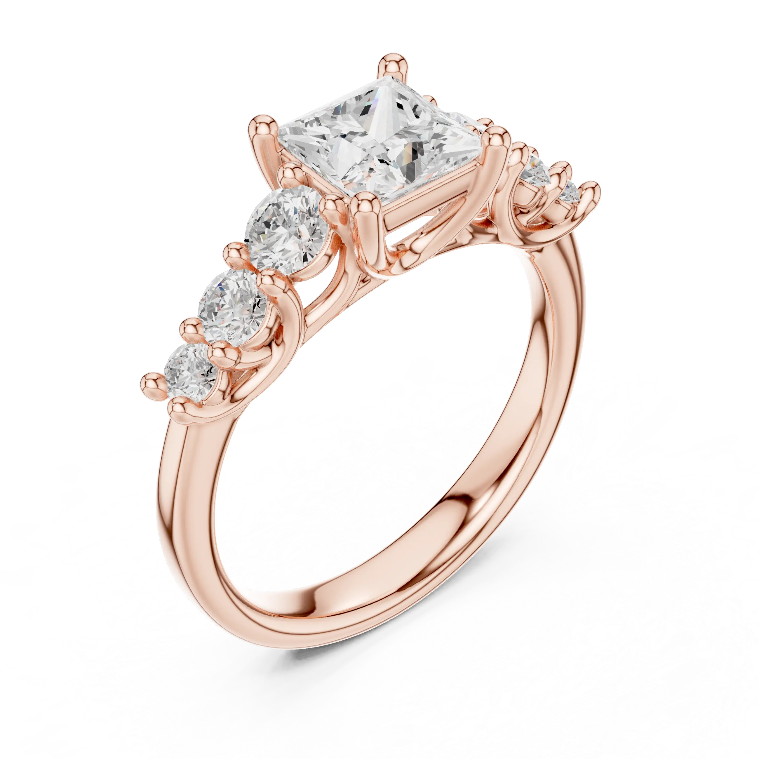 MJR069 - Princess Cut Round Flanked Graduated Accent Ring