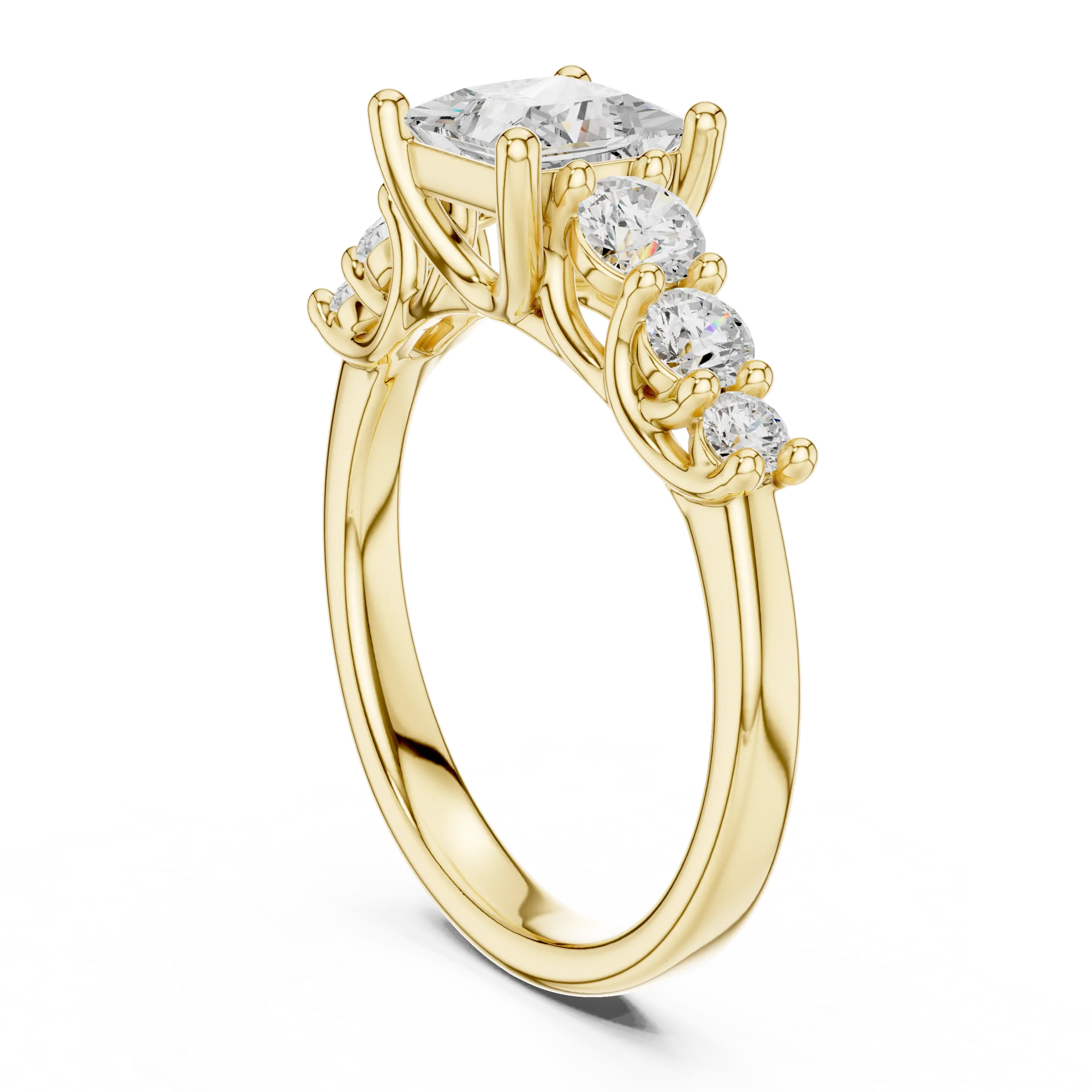 MJR069 - Princess Cut Round Flanked Graduated Accent Ring