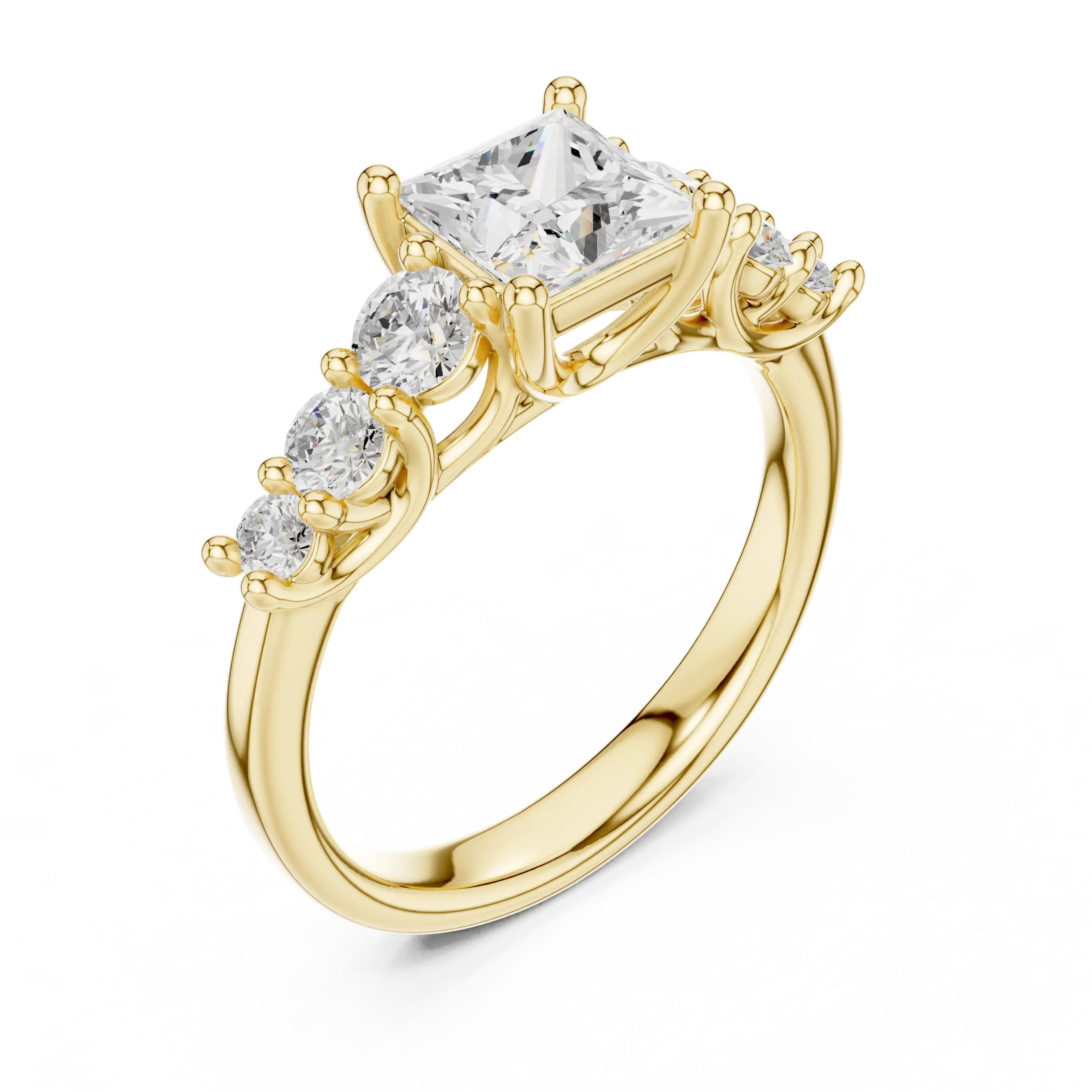 MJR069 - Princess Cut Round Flanked Graduated Accent Ring