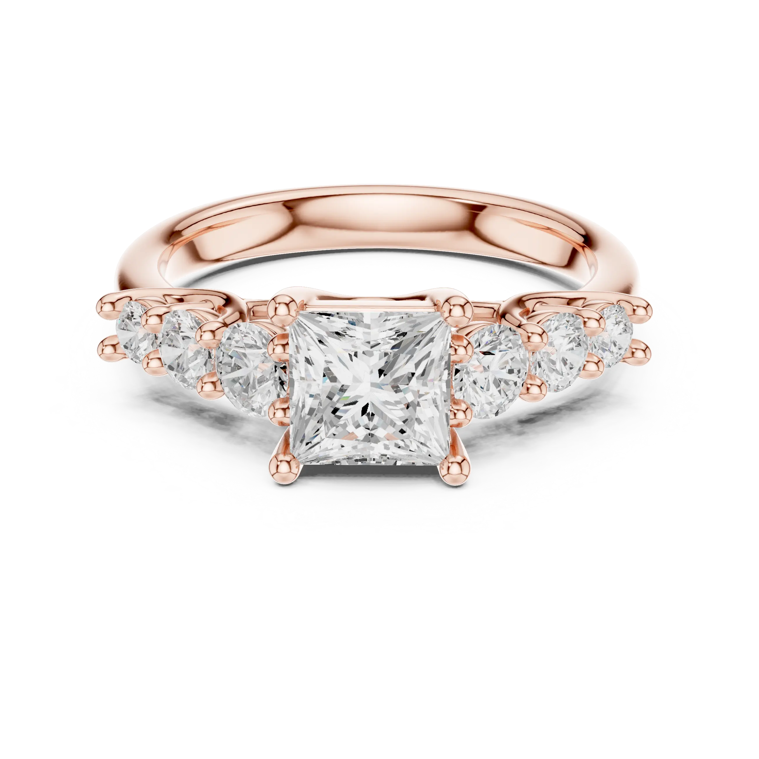 MJR069 - Princess Cut Round Flanked Graduated Accent Ring