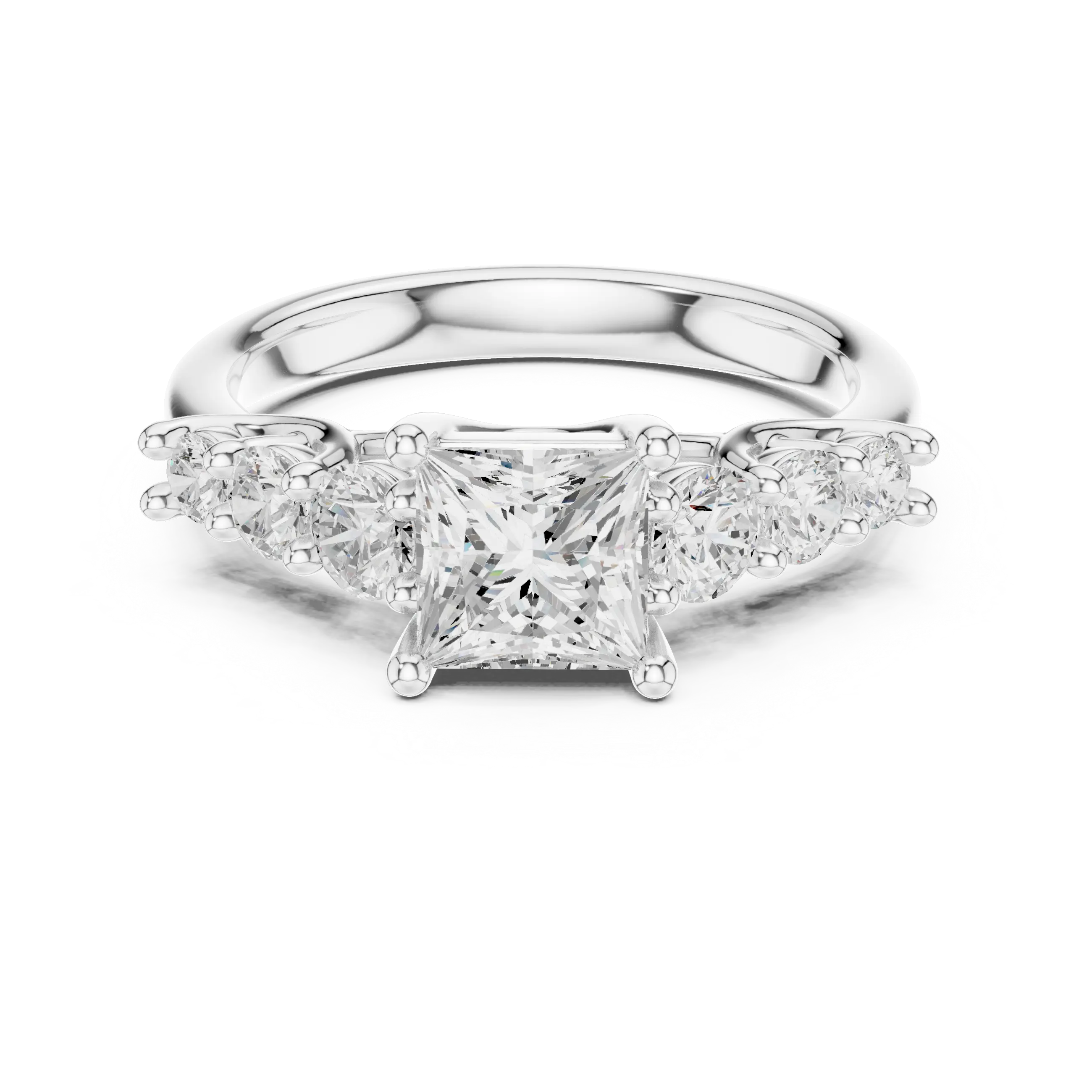 MJR069 - Princess Cut Round Flanked Graduated Accent Ring