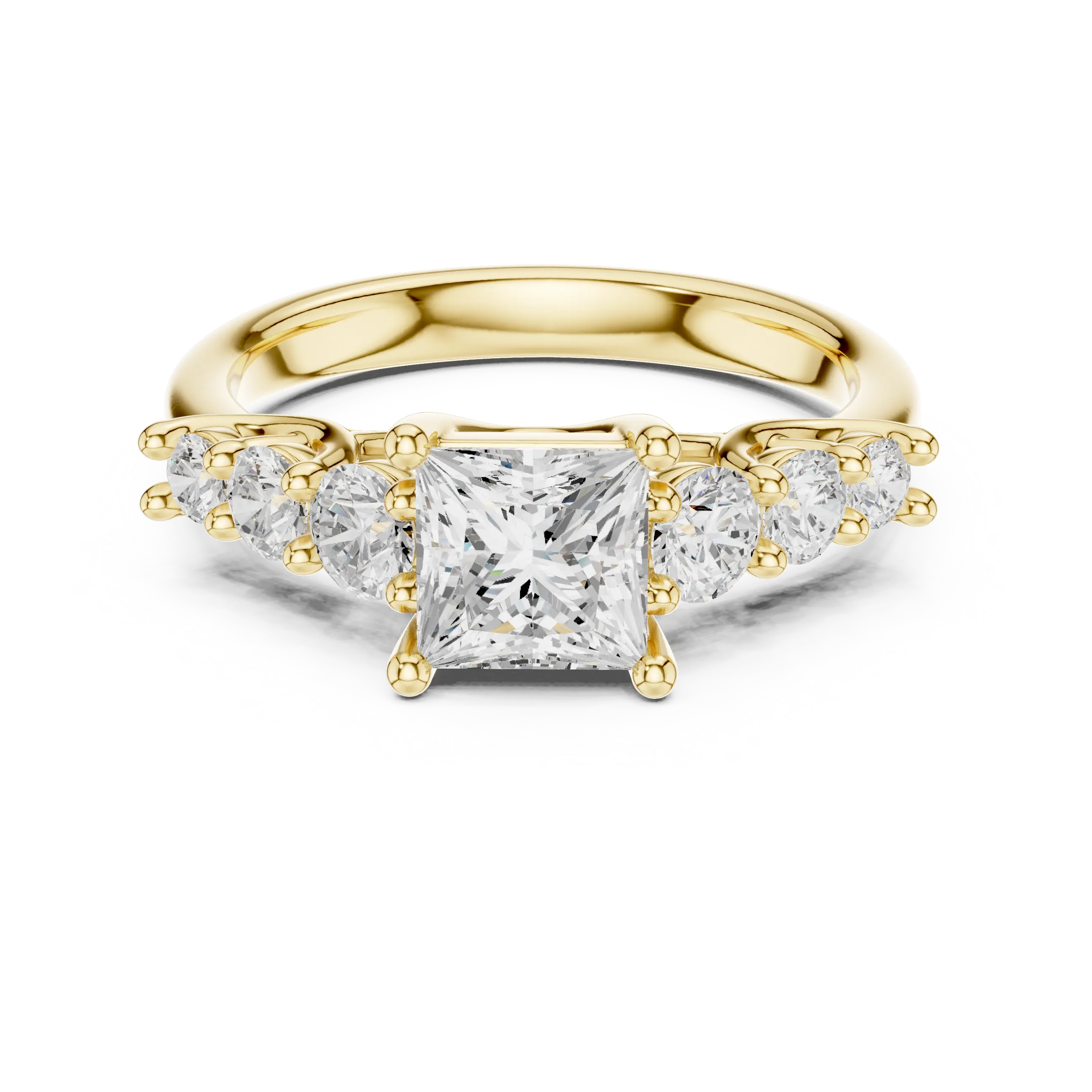 MJR069 - Princess Cut Round Flanked Graduated Accent Ring