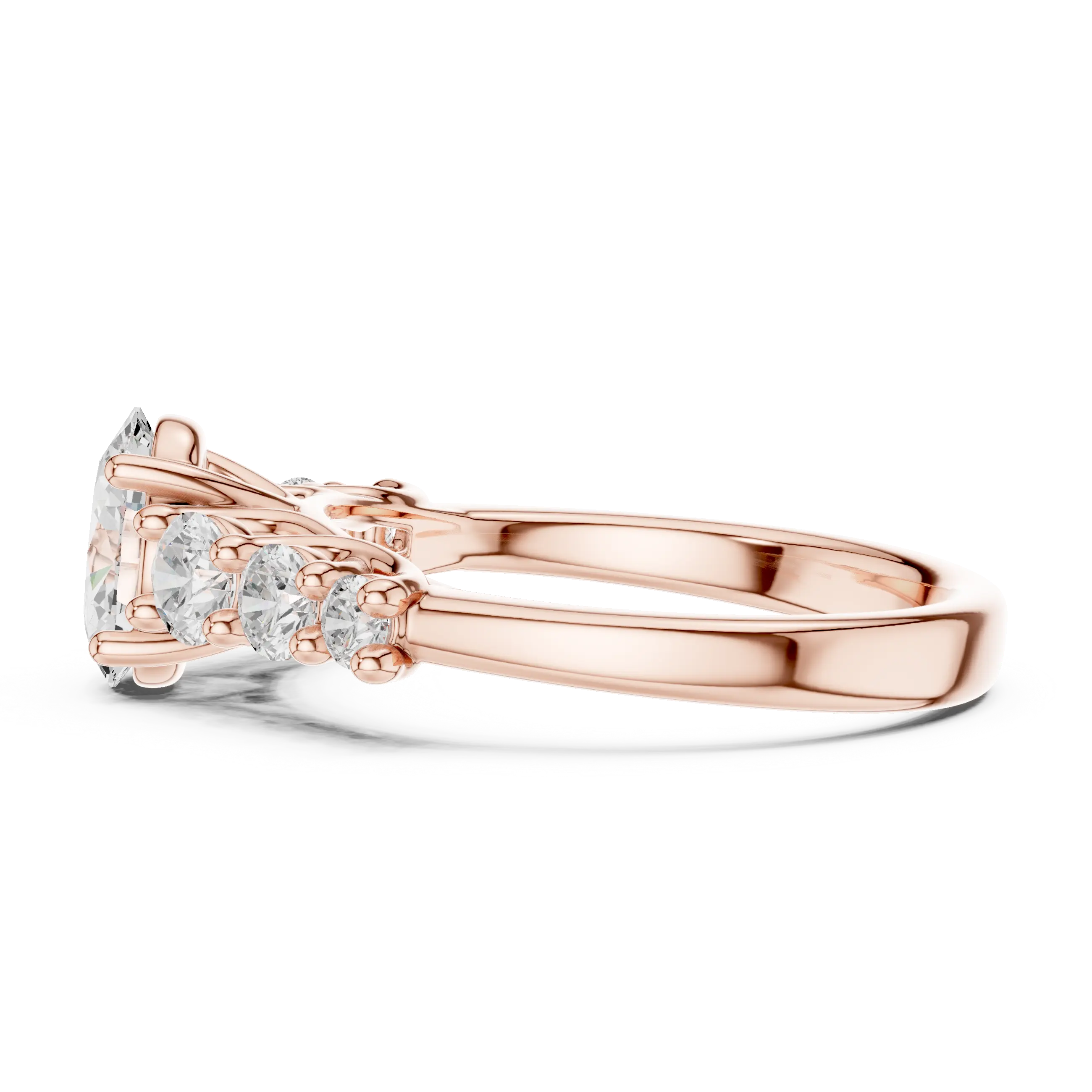 MJR070 - Oval Cut Round Flanked Graduated Accent Ring