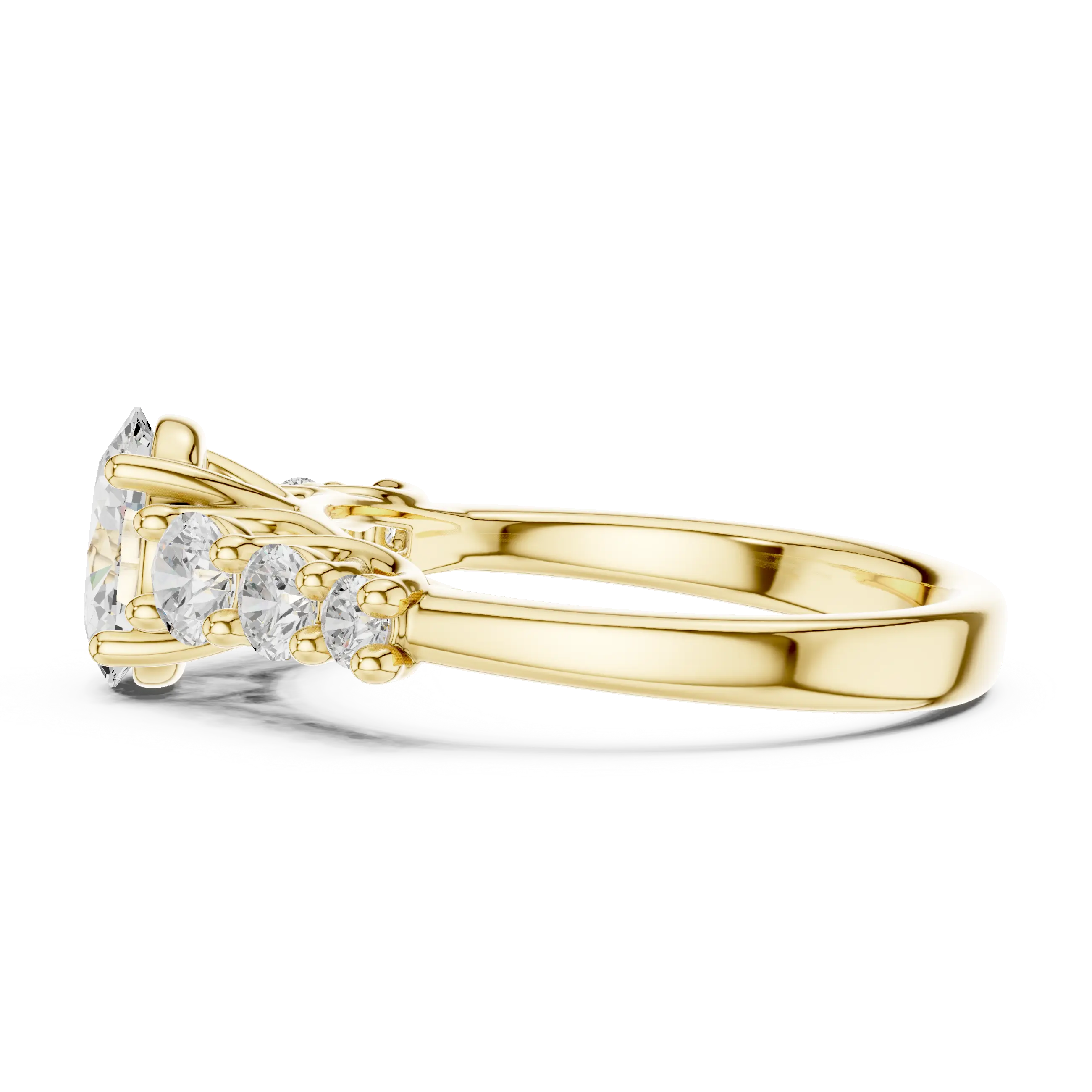 MJR070 - Oval Cut Round Flanked Graduated Accent Ring