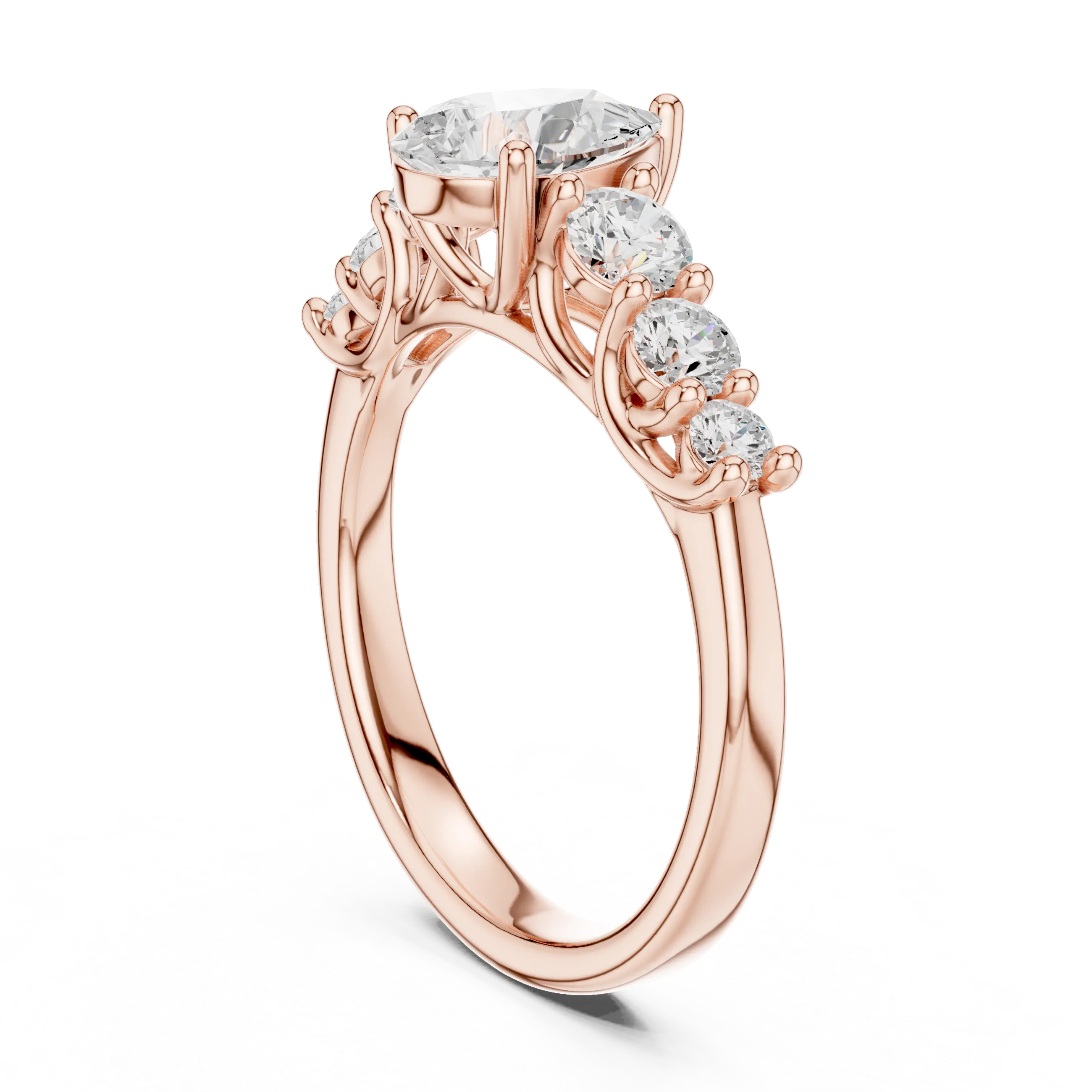 MJR071 - Five Stone Pear Centerpiece Elegant Ring
