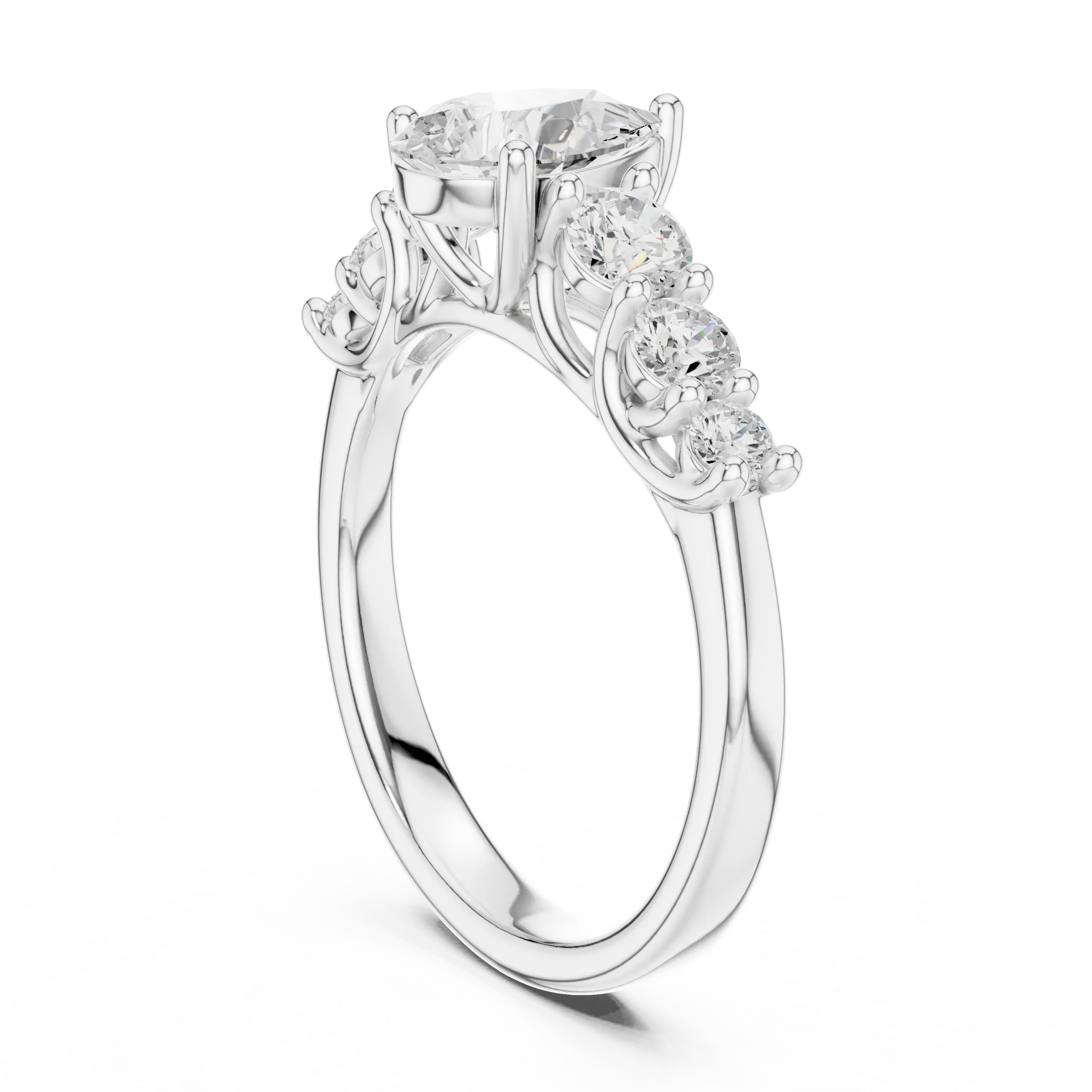 MJR071 - Five Stone Pear Centerpiece Elegant Ring