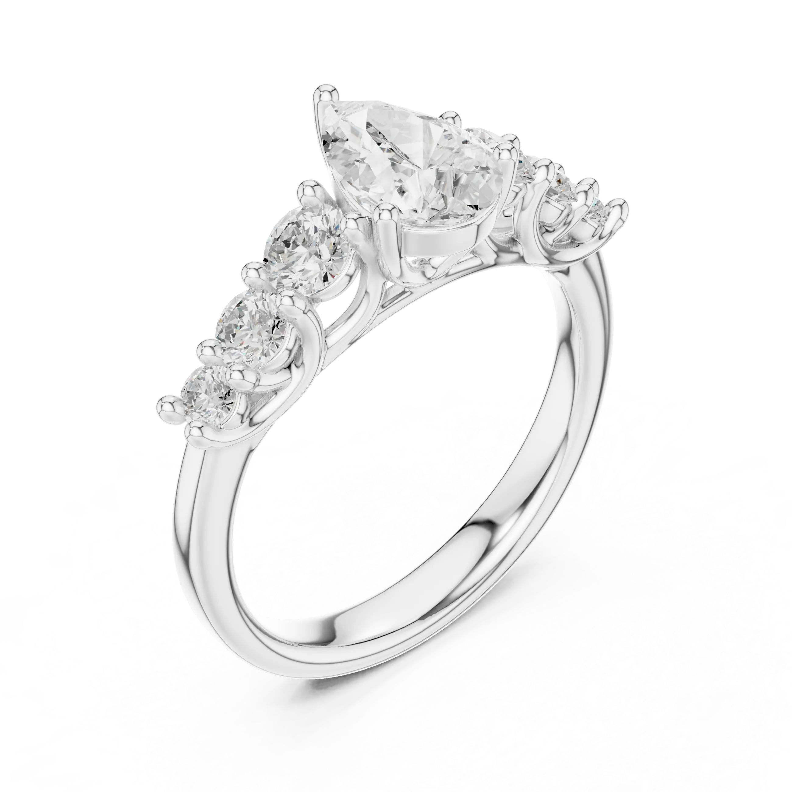 MJR071 - Five Stone Pear Centerpiece Elegant Ring