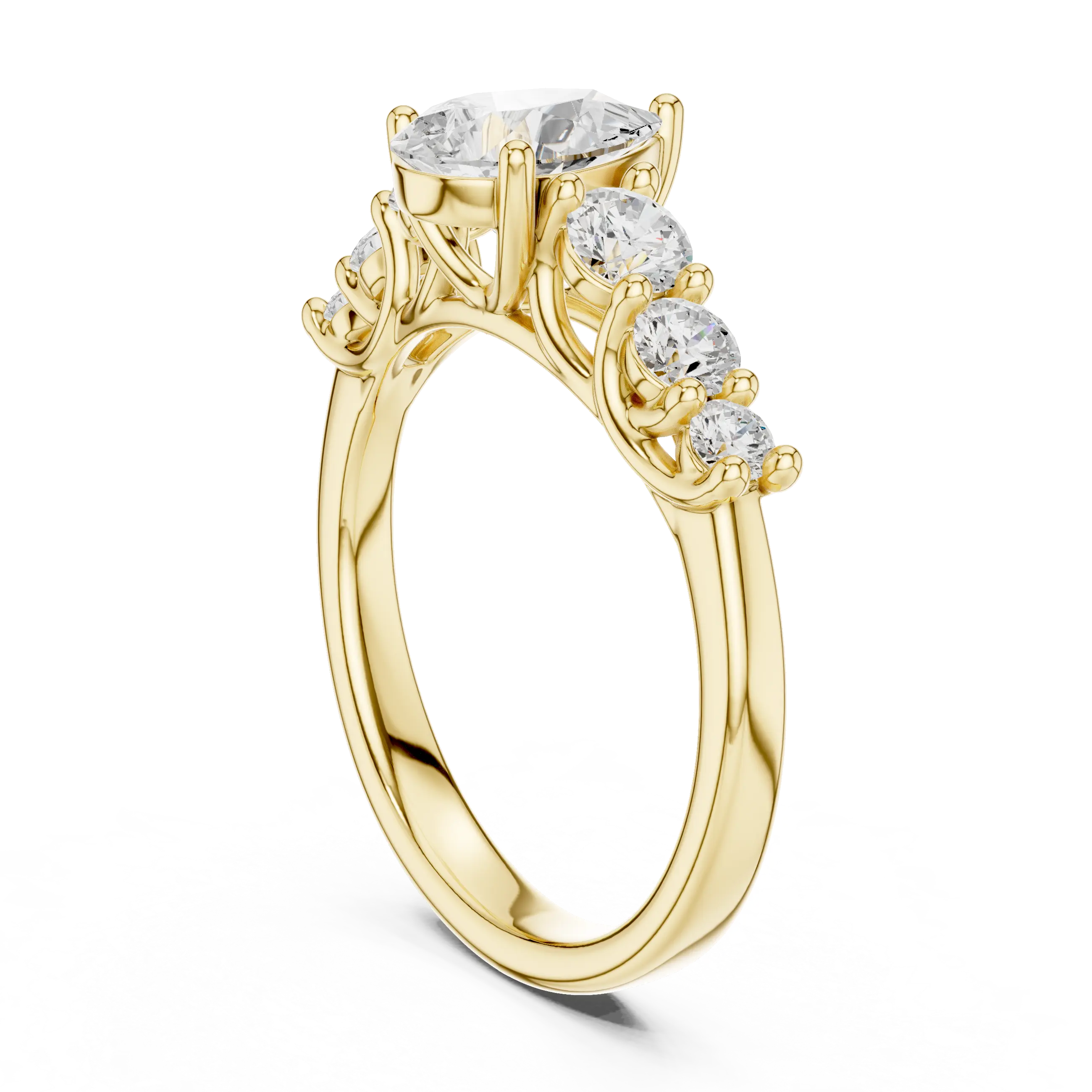 MJR071 - Five Stone Pear Centerpiece Elegant Ring