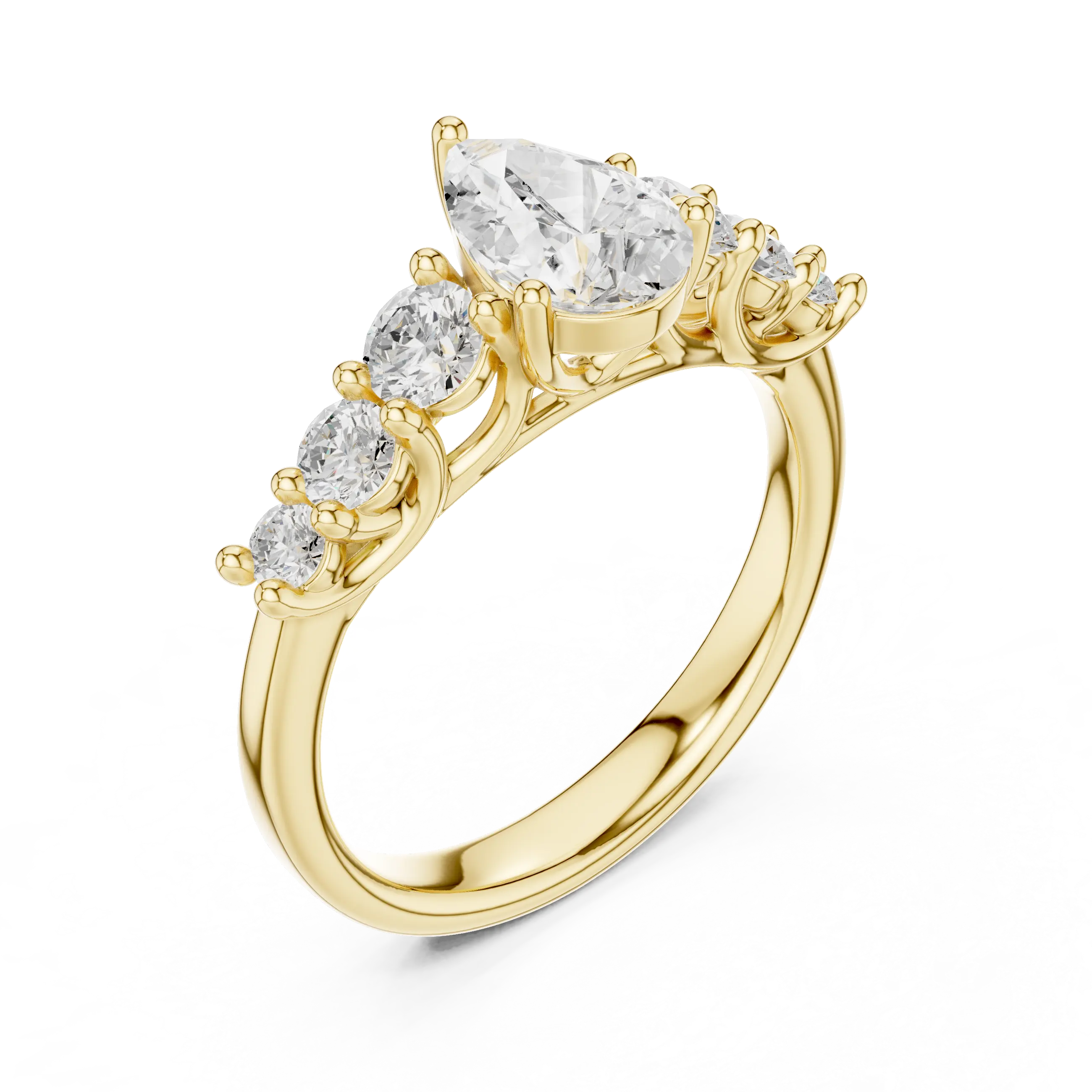 MJR071 - Five Stone Pear Centerpiece Elegant Ring