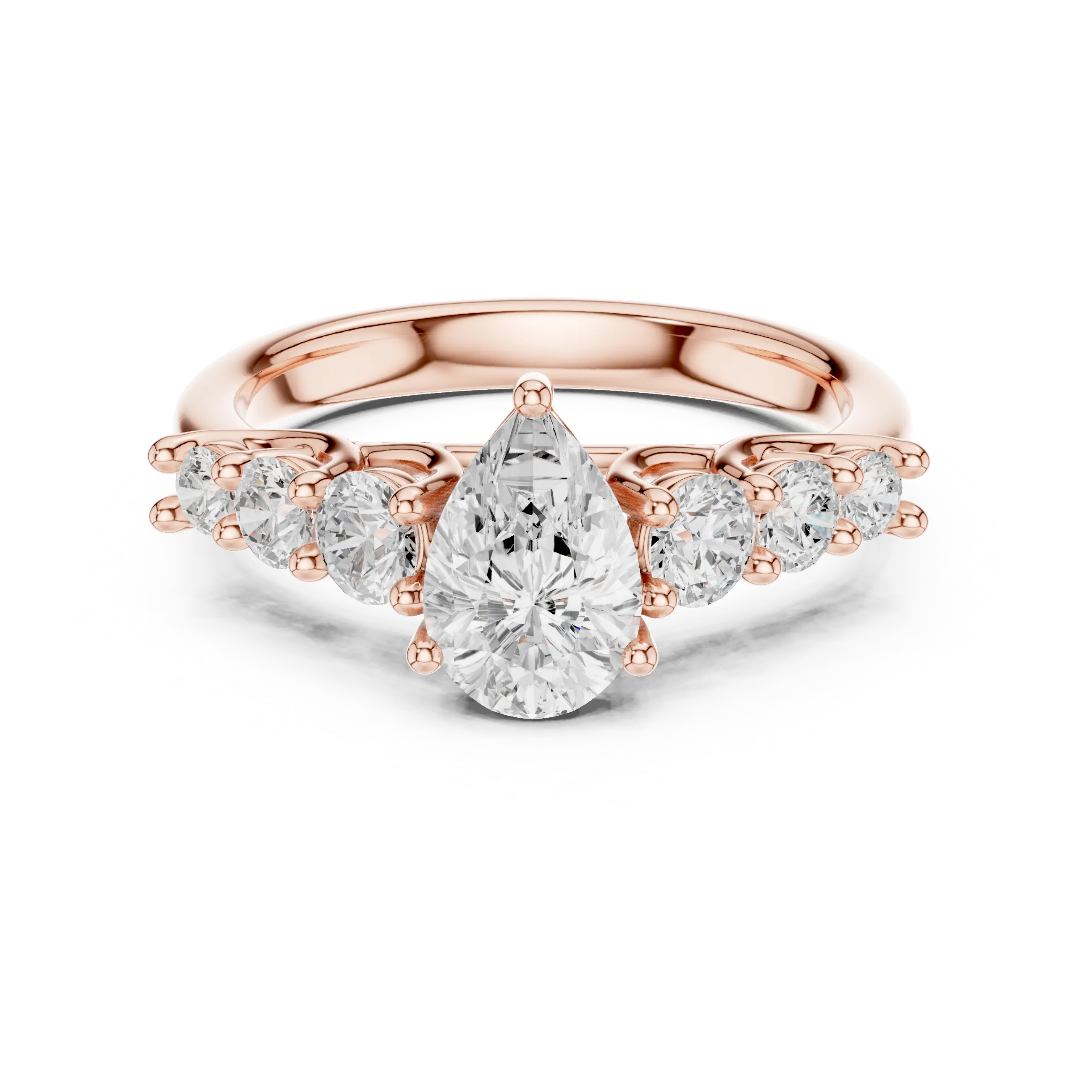 MJR071 - Five Stone Pear Centerpiece Elegant Ring