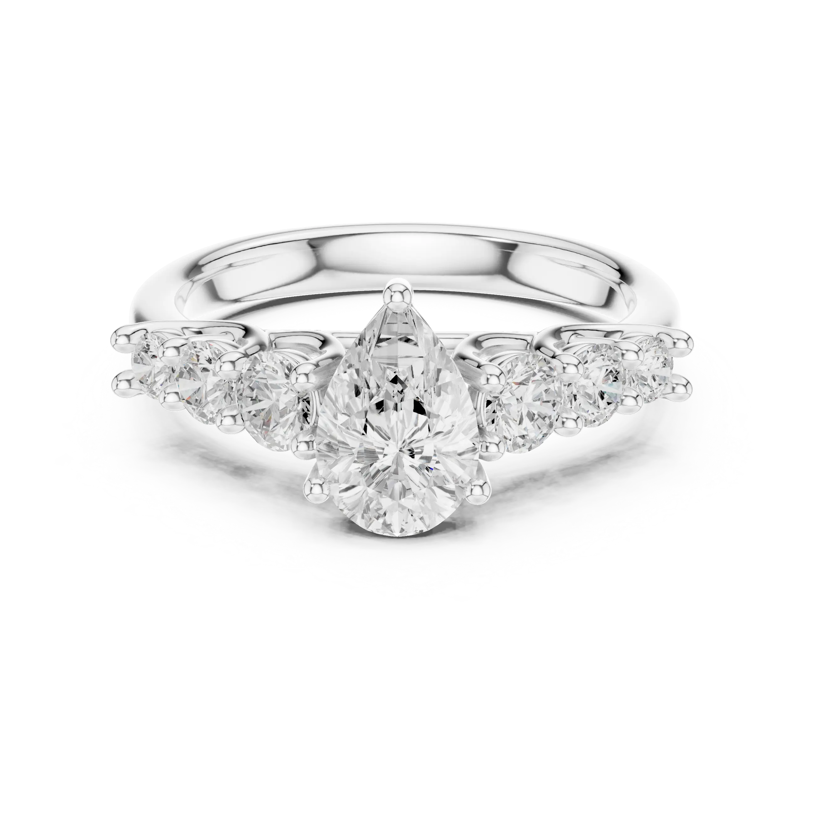 MJR071 - Five Stone Pear Centerpiece Elegant Ring