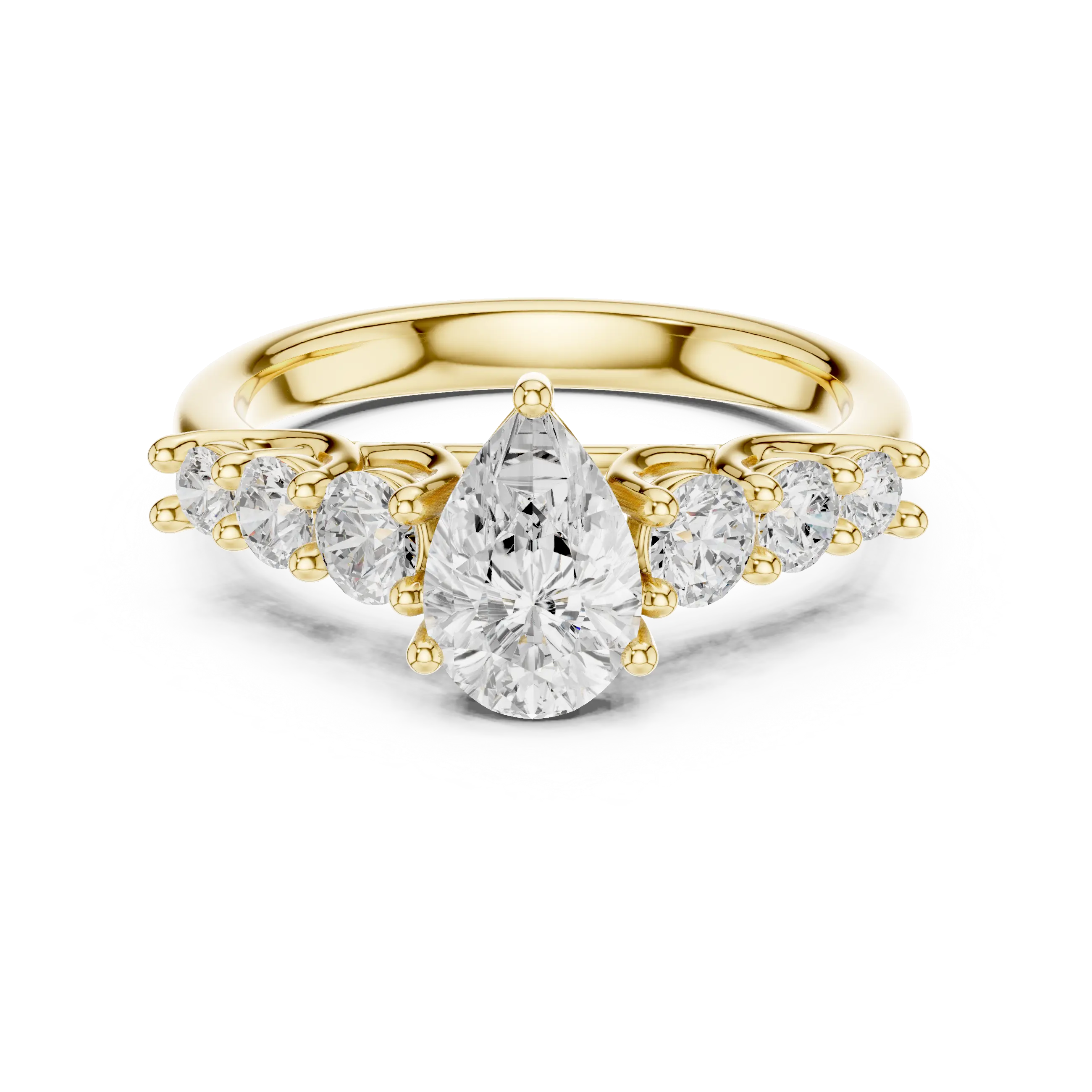 MJR071 - Five Stone Pear Centerpiece Elegant Ring