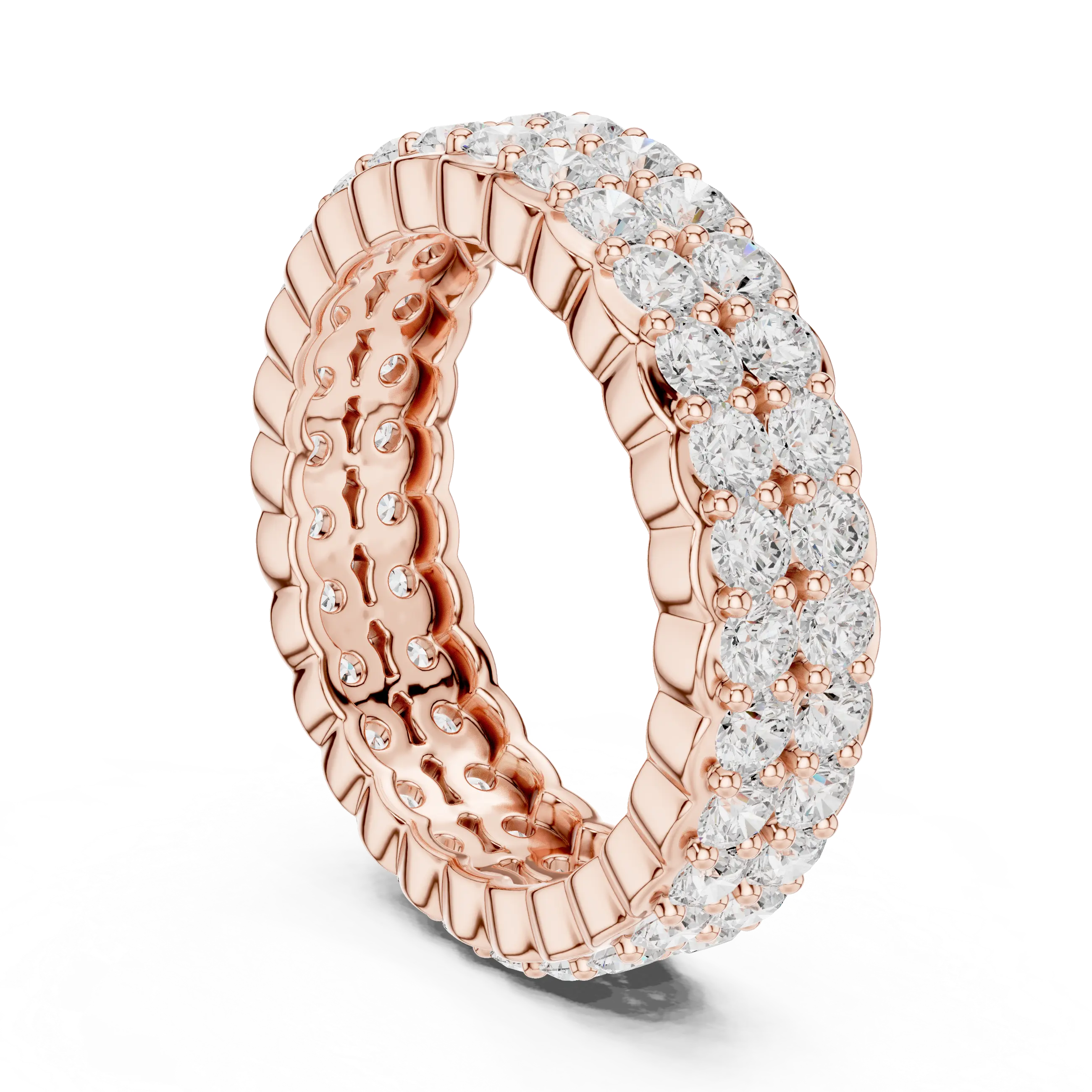 MJET018 - Dual Row Round Pavé Full Eternity Band
