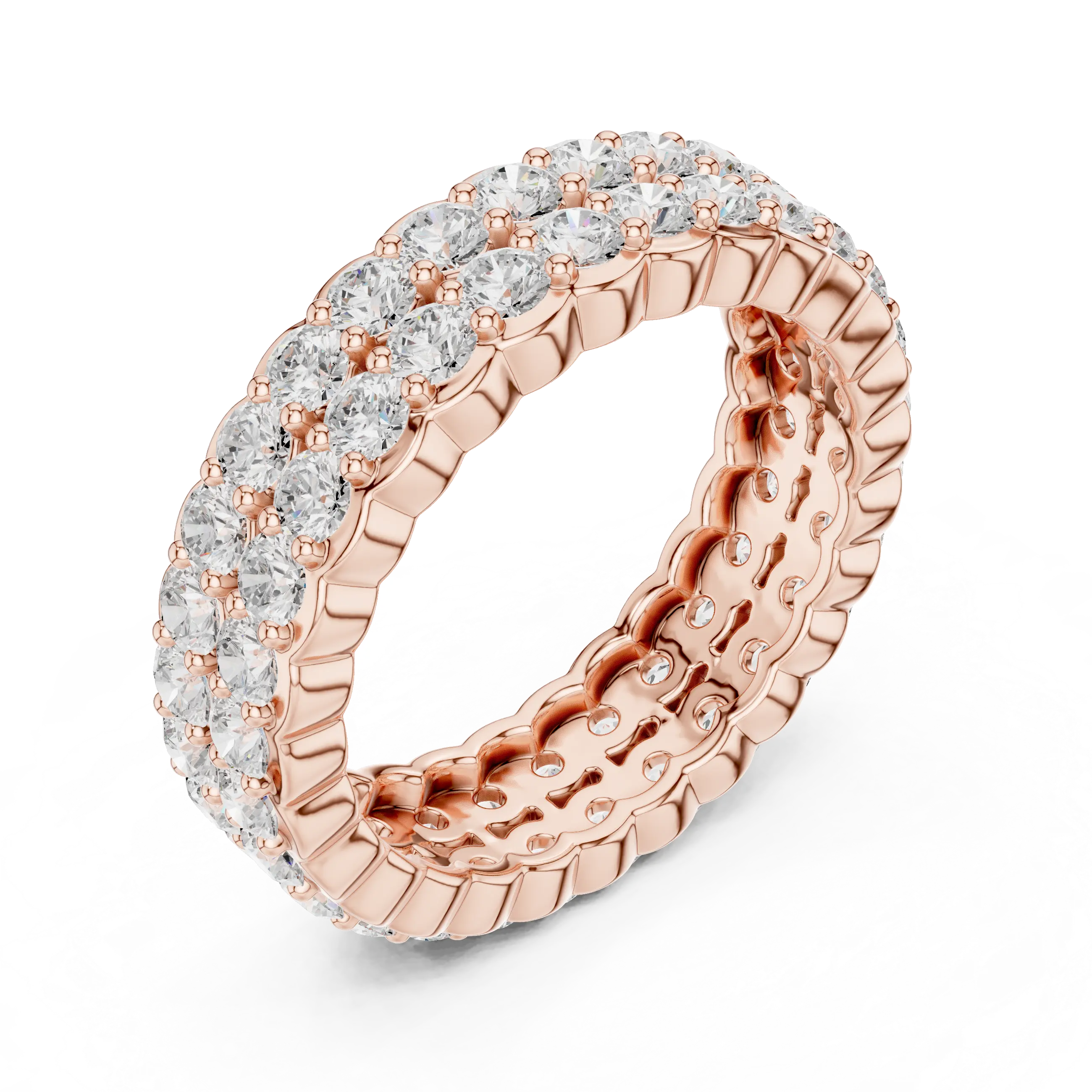 MJET018 - Dual Row Round Pavé Full Eternity Band