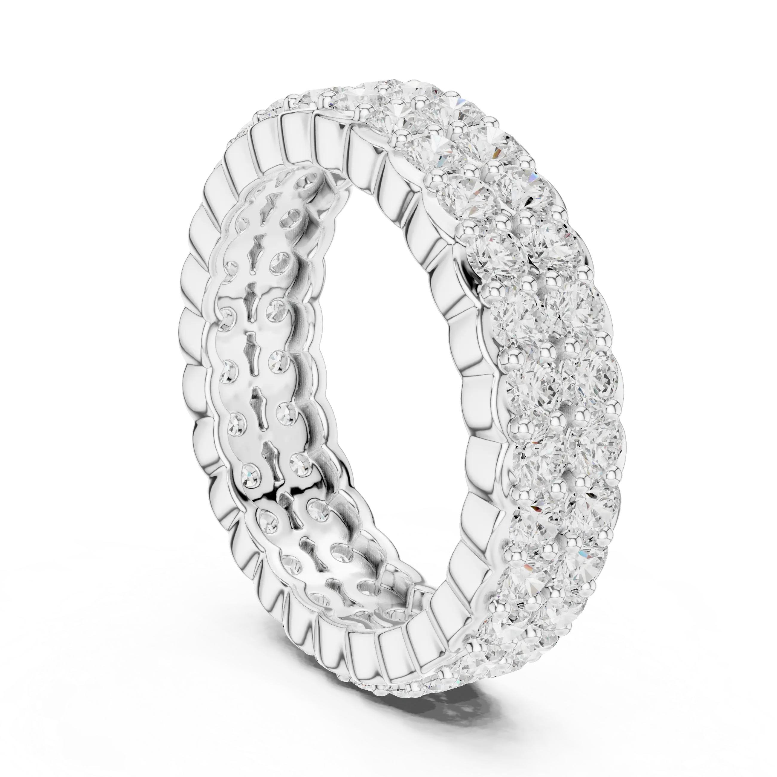 MJET018 - Dual Row Round Pavé Full Eternity Band