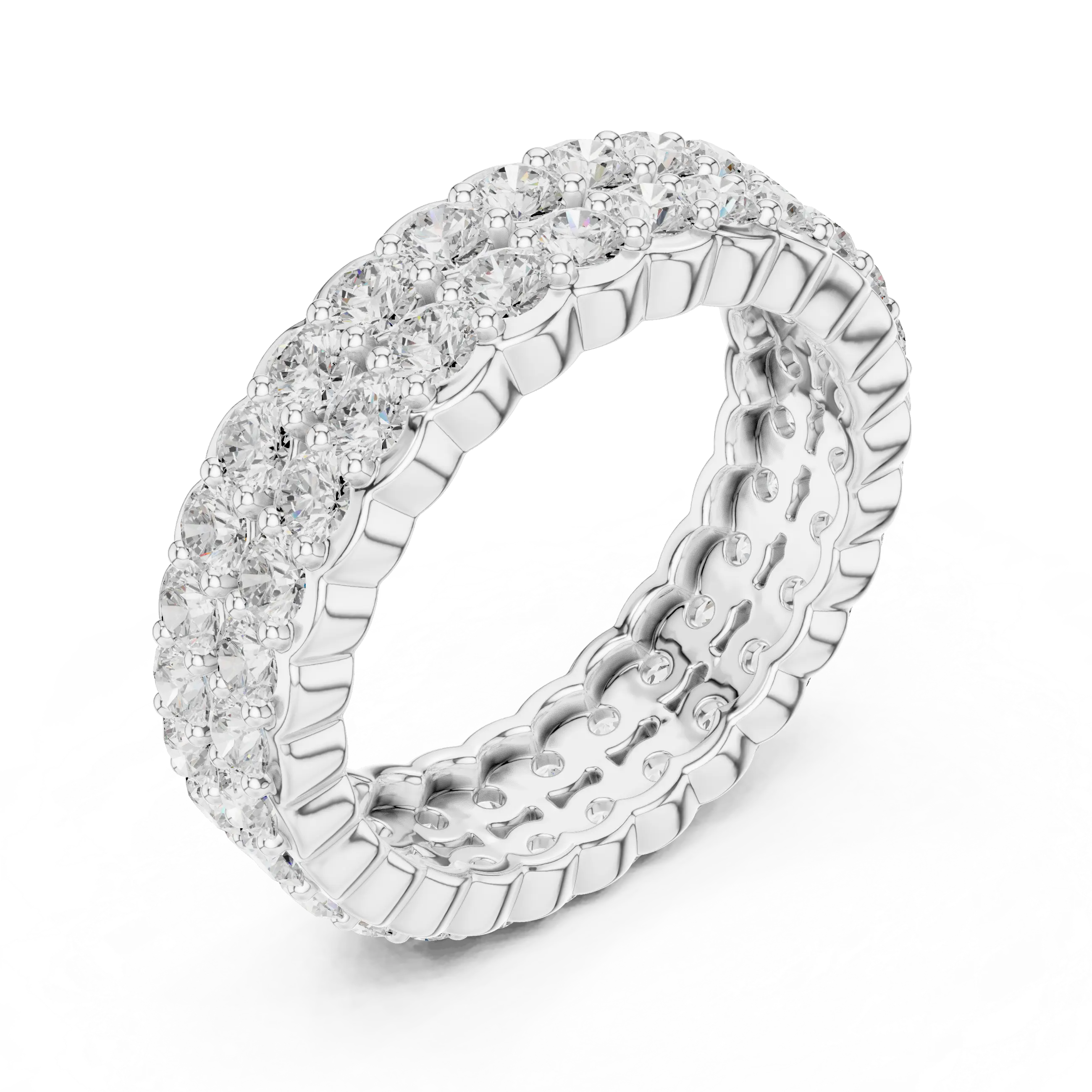 MJET018 - Dual Row Round Pavé Full Eternity Band