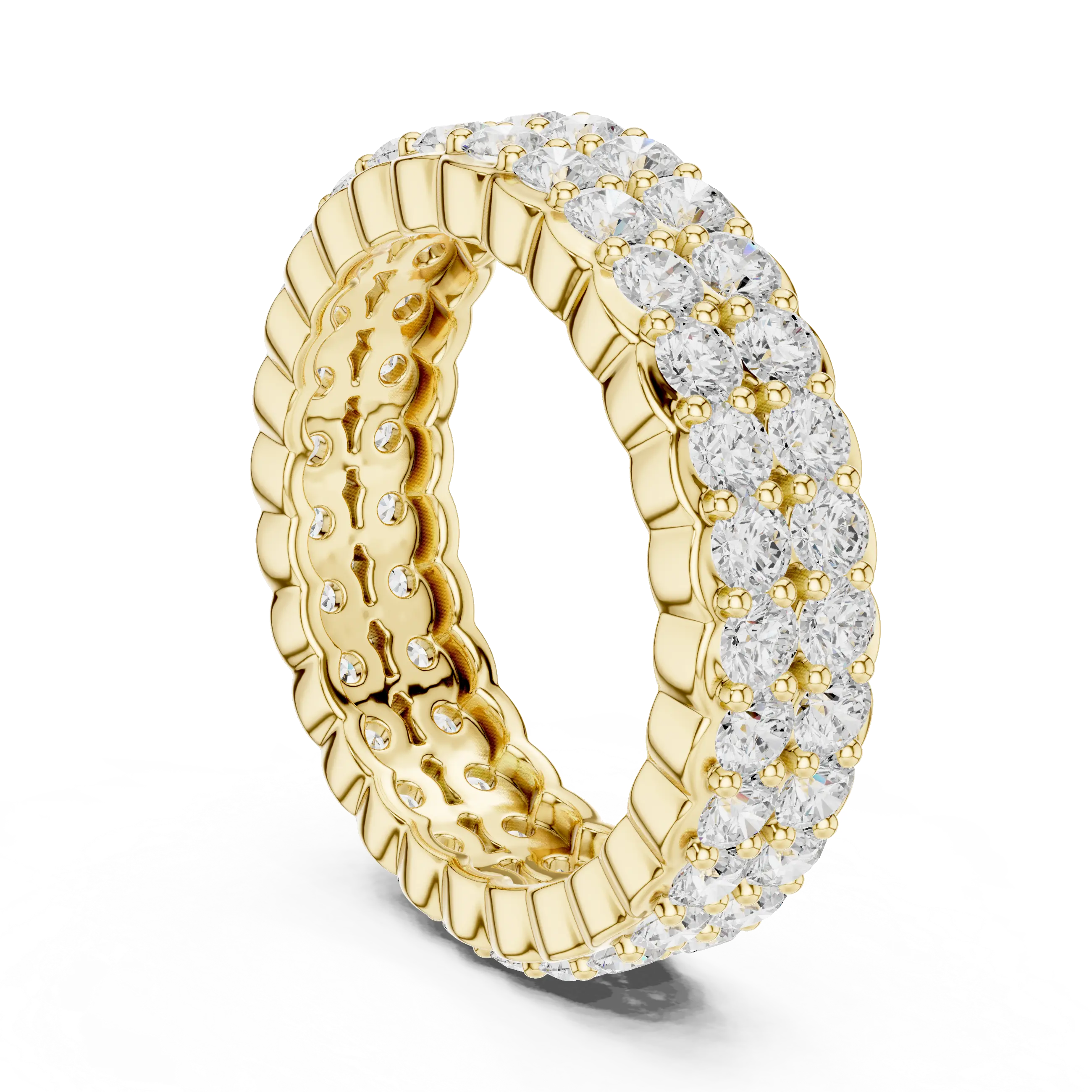 MJET018 - Dual Row Round Pavé Full Eternity Band