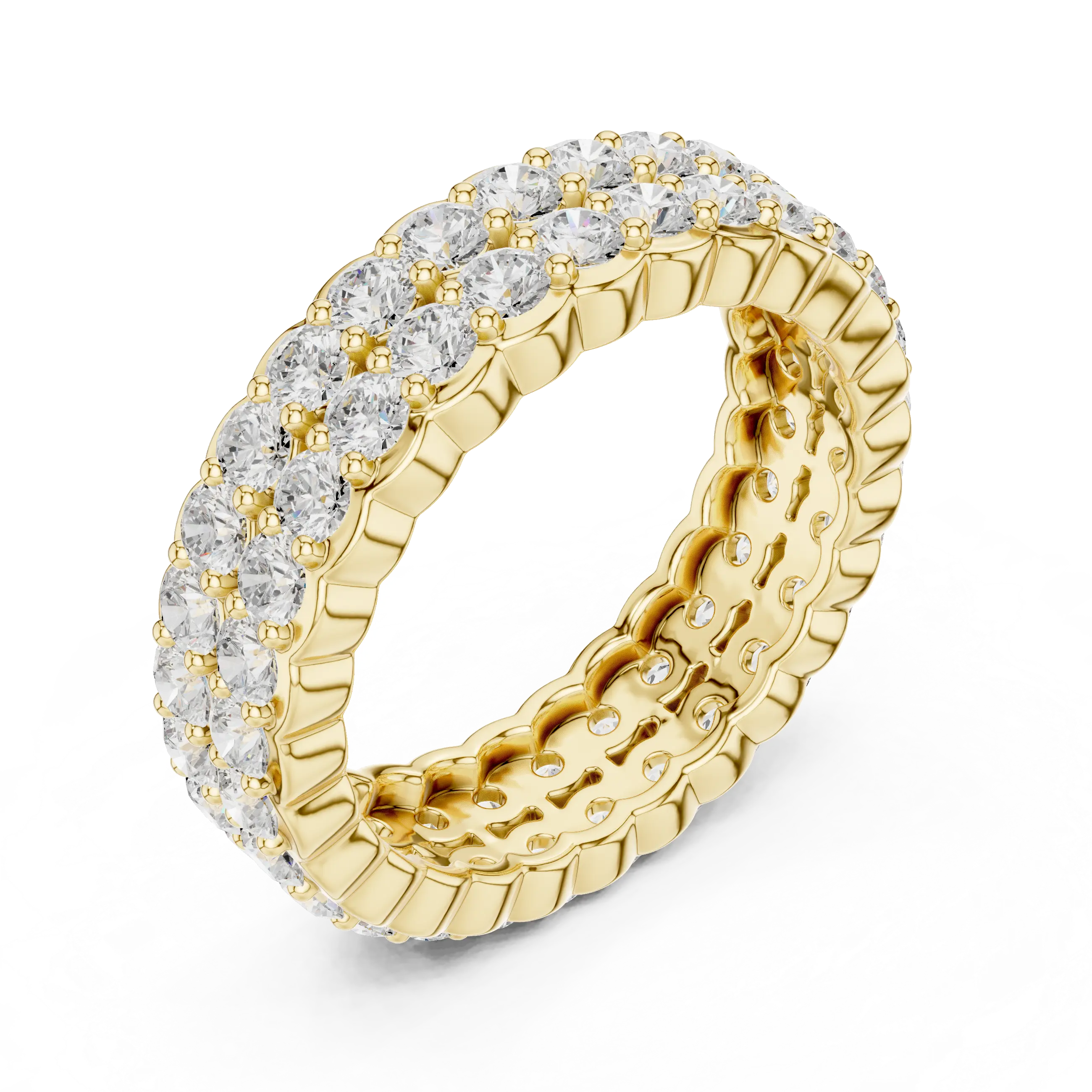 MJET018 - Dual Row Round Pavé Full Eternity Band
