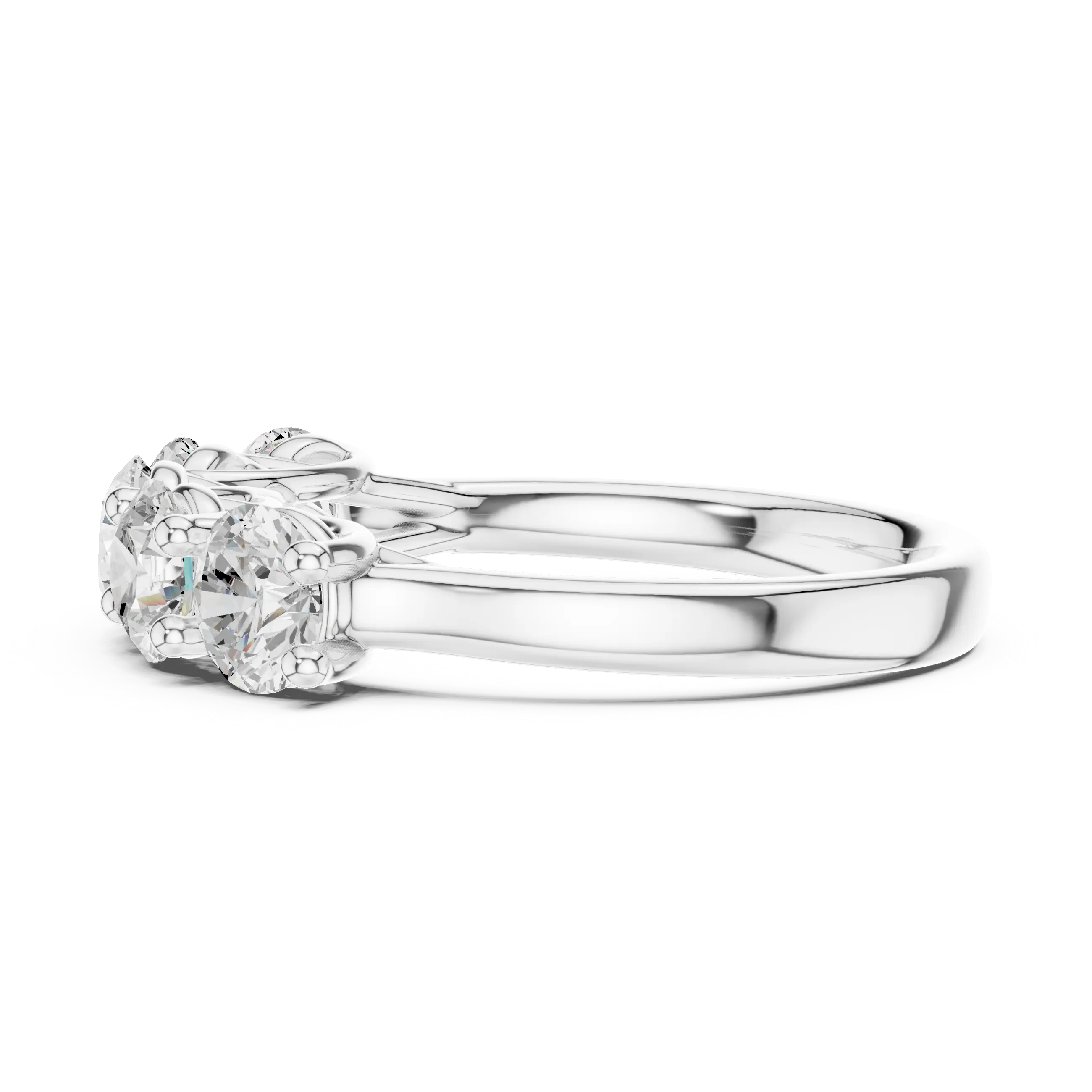 MJR072 - Elegant Shared Basket Round Silhouette Wedding Band