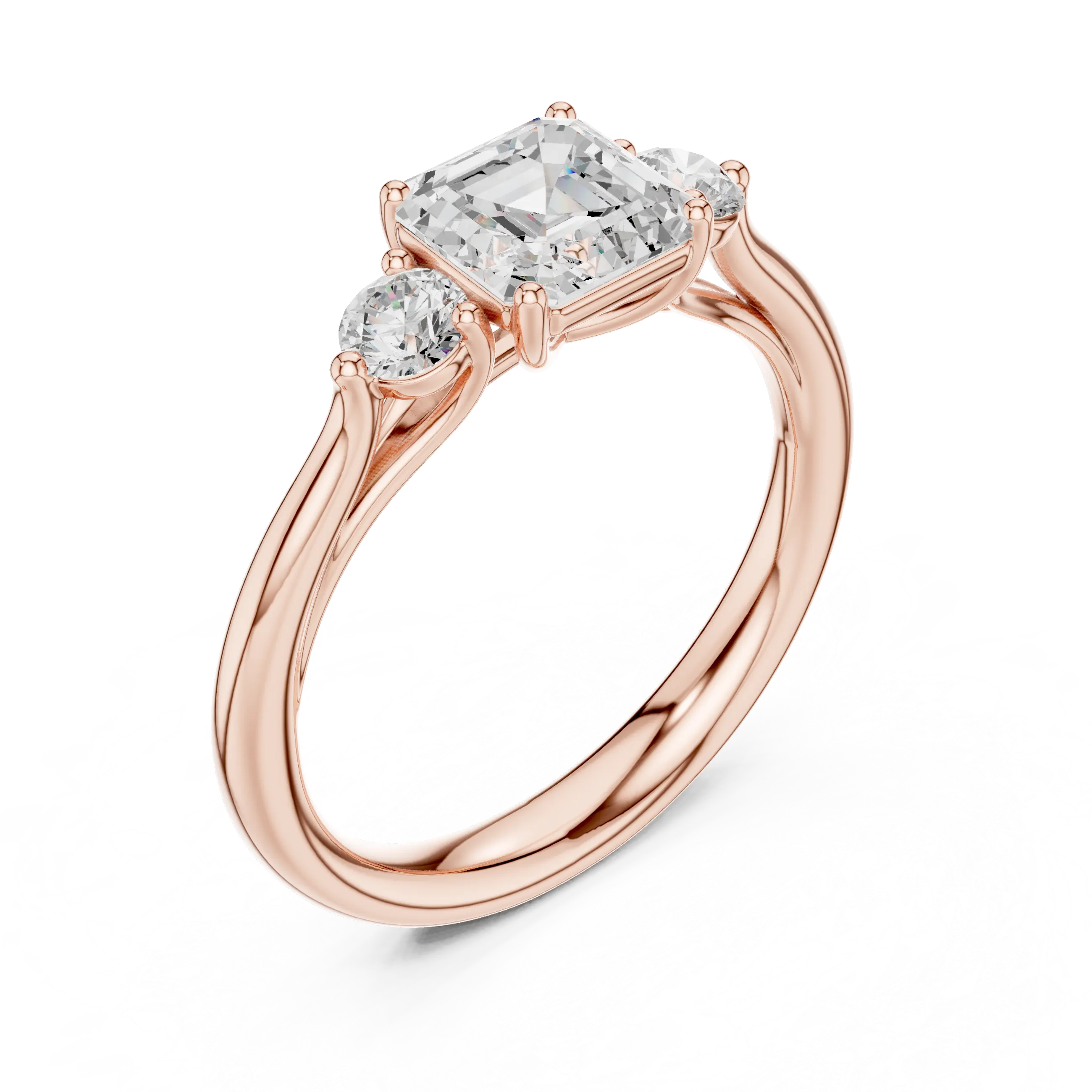 MJR073 - Classic Step Cut Asscher Trio Comfort Fit Ring