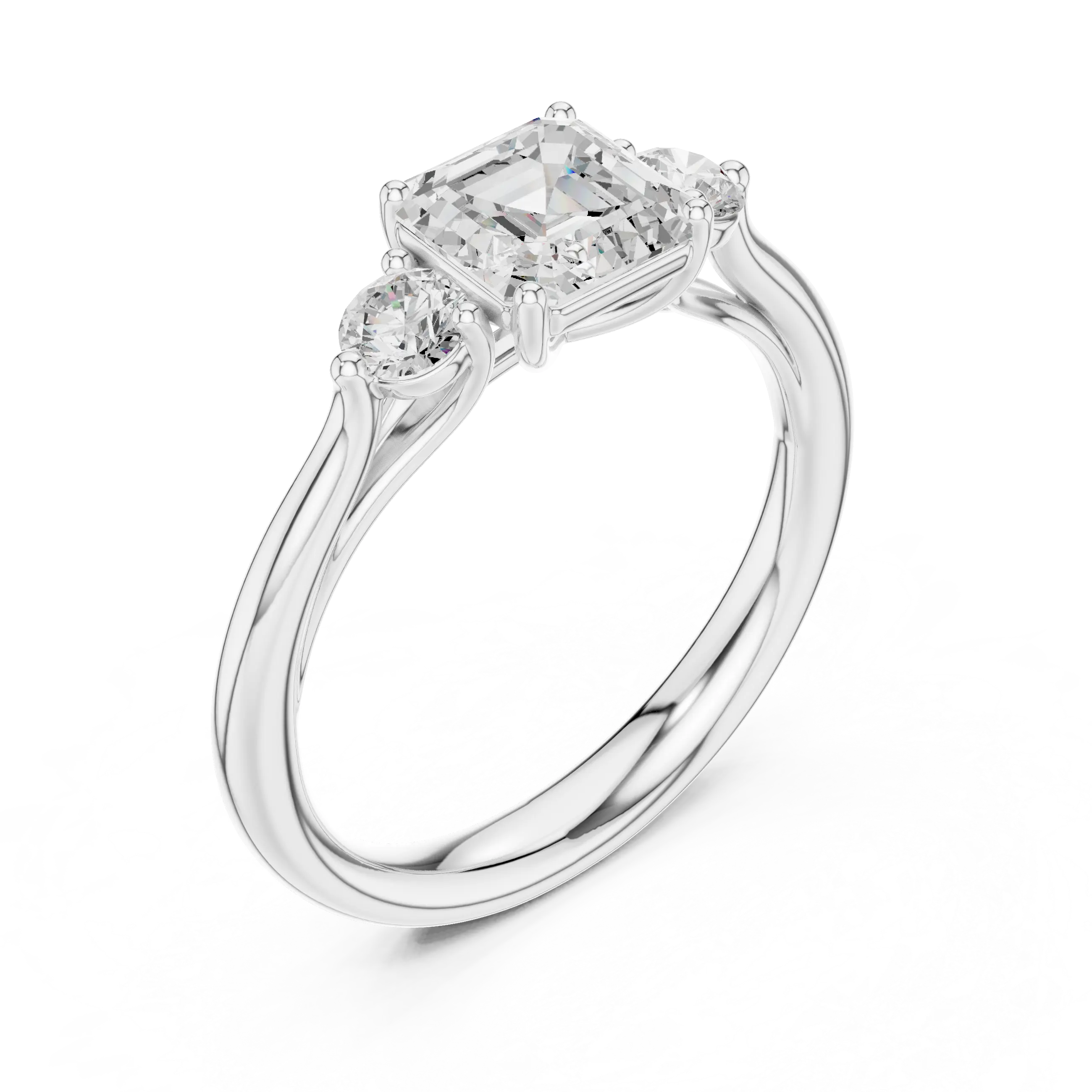 MJR073 - Classic Step Cut Asscher Trio Comfort Fit Ring