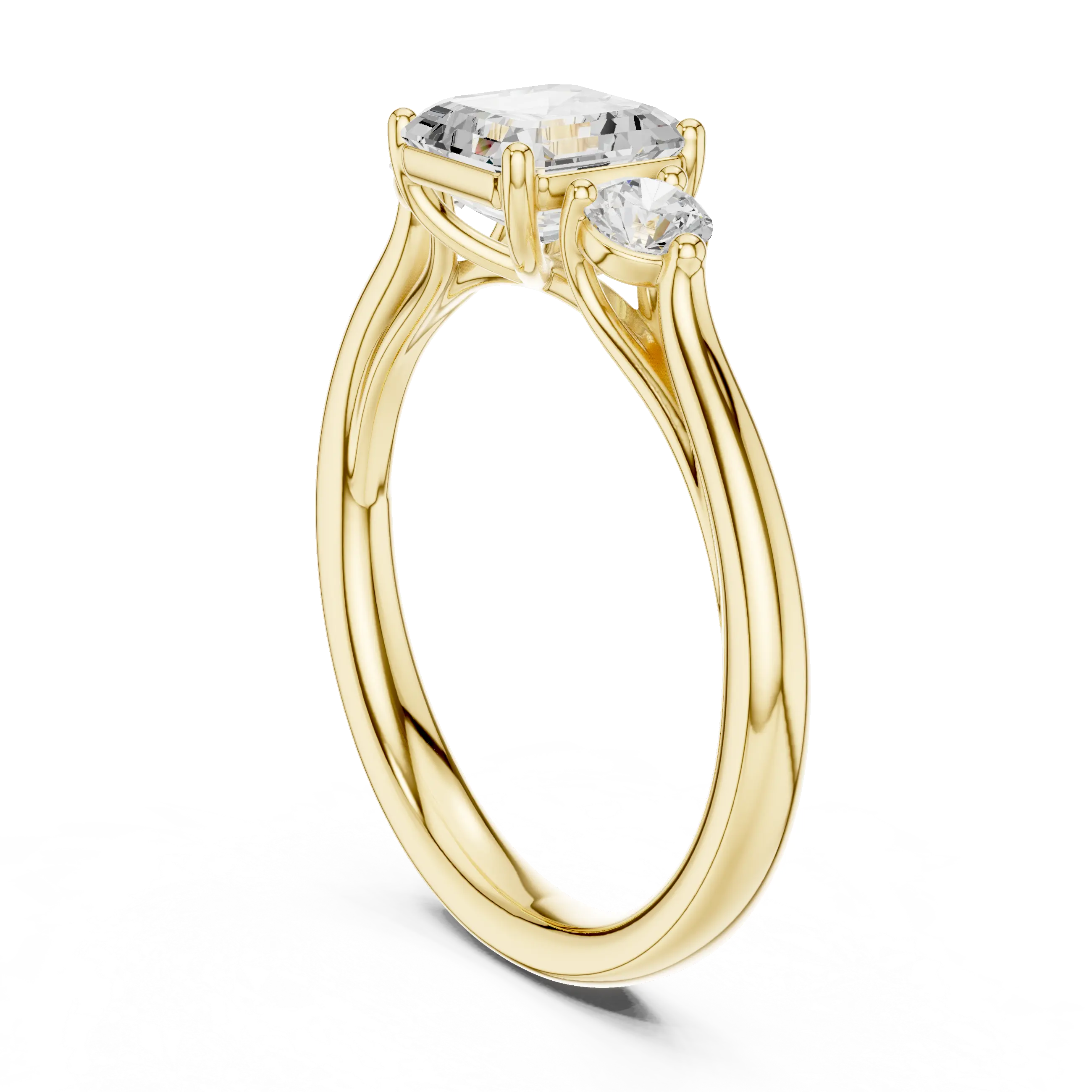 MJR073 - Classic Step Cut Asscher Trio Comfort Fit Ring
