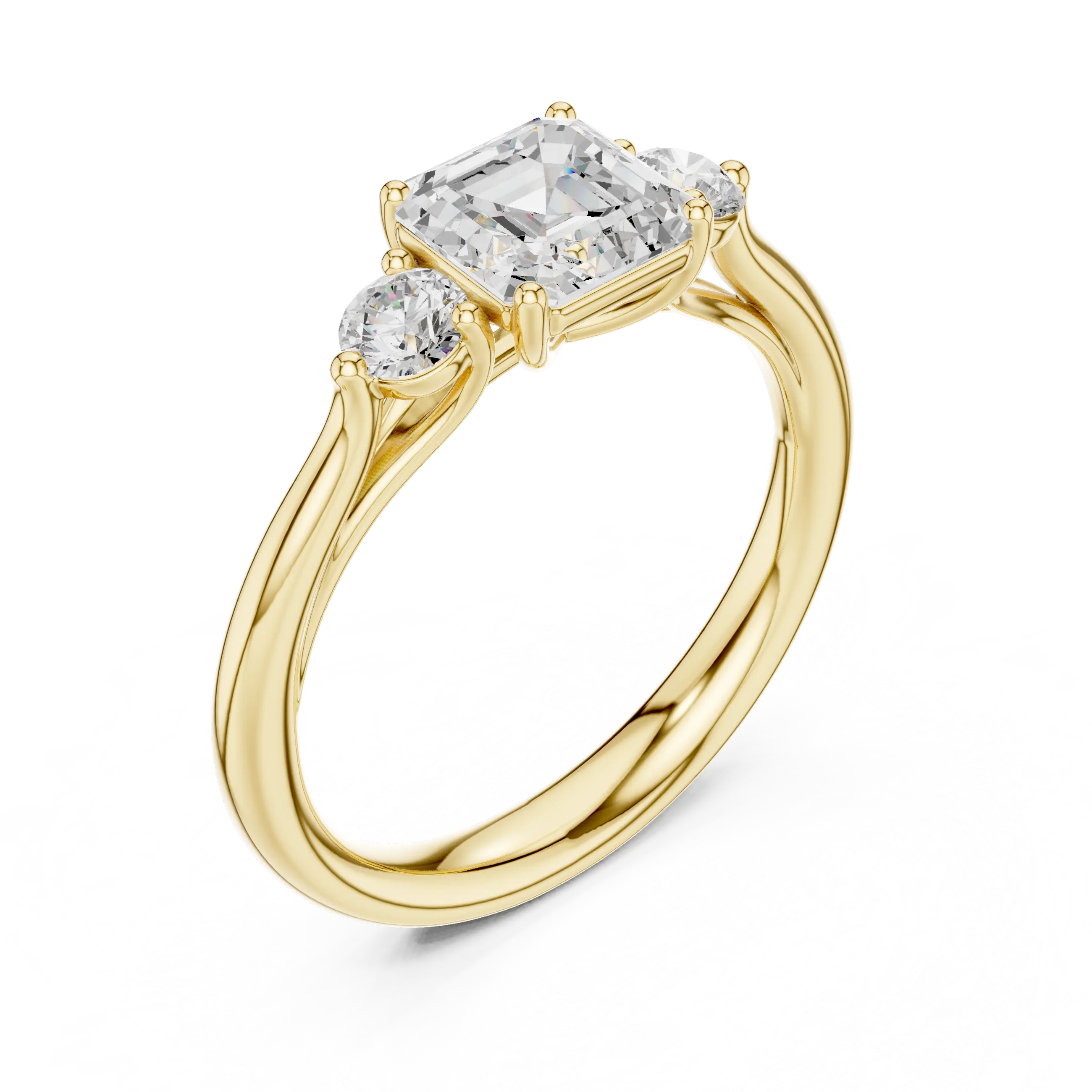 MJR073 - Classic Step Cut Asscher Trio Comfort Fit Ring