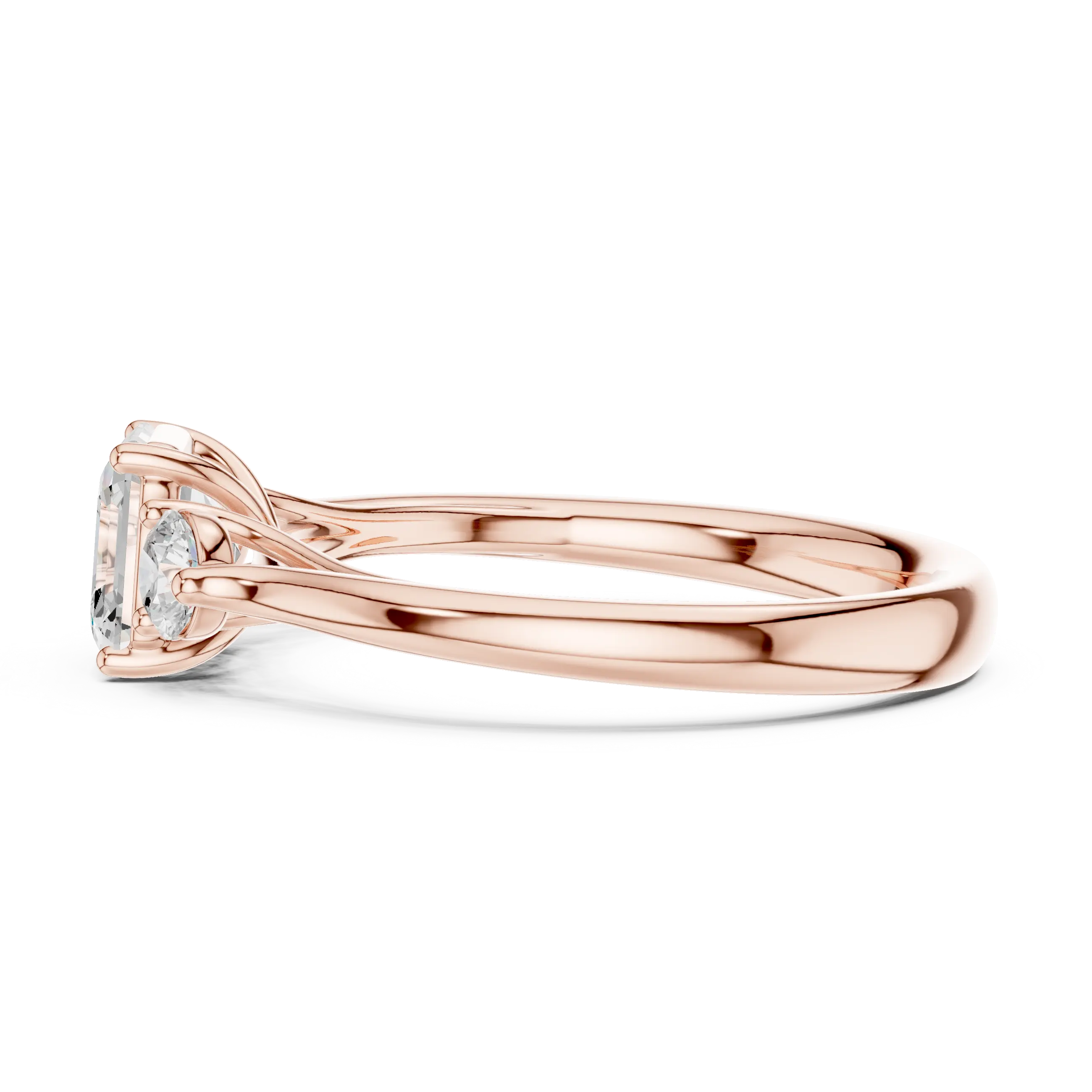 MJR073 - Classic Step Cut Asscher Trio Comfort Fit Ring