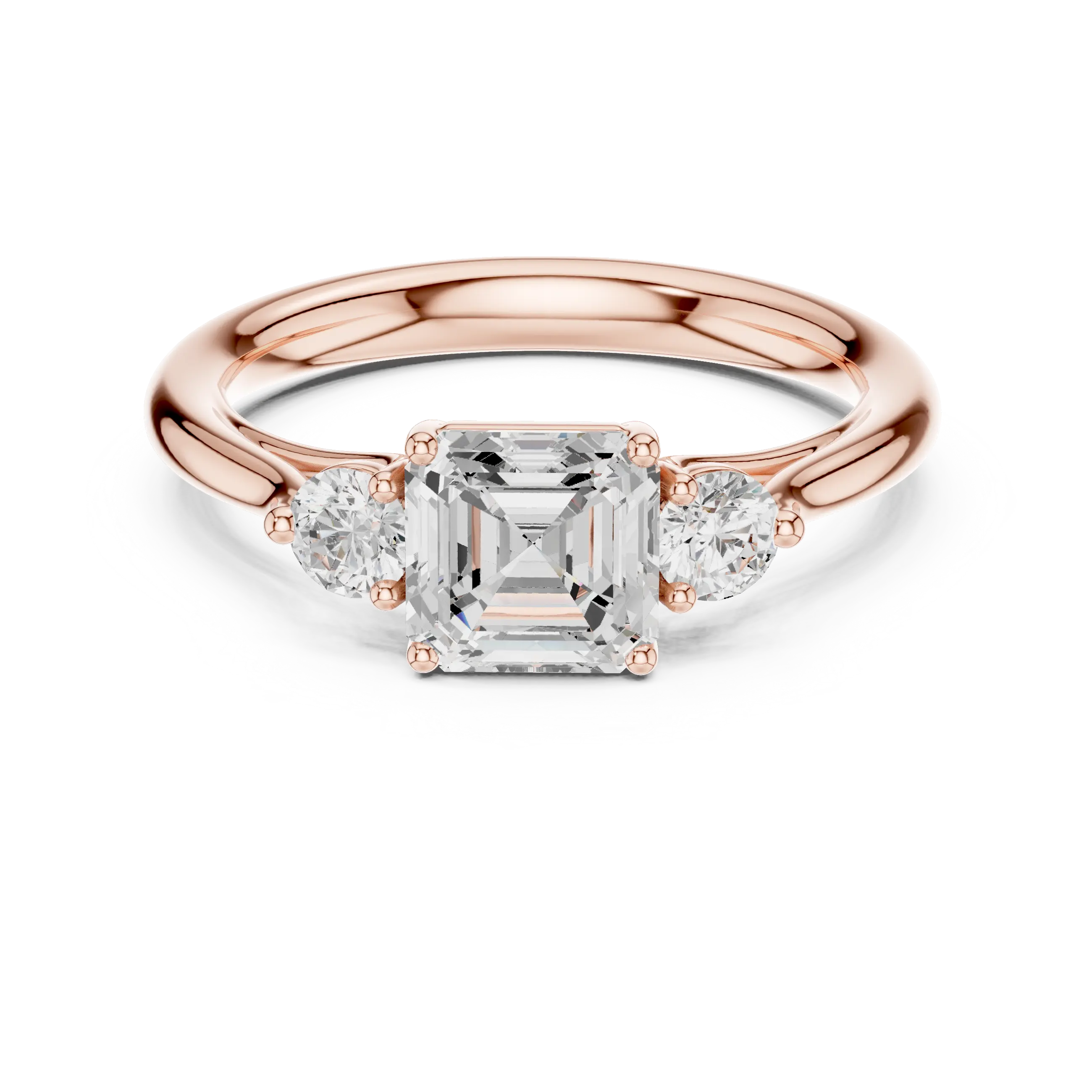 MJR073 - Classic Step Cut Asscher Trio Comfort Fit Ring