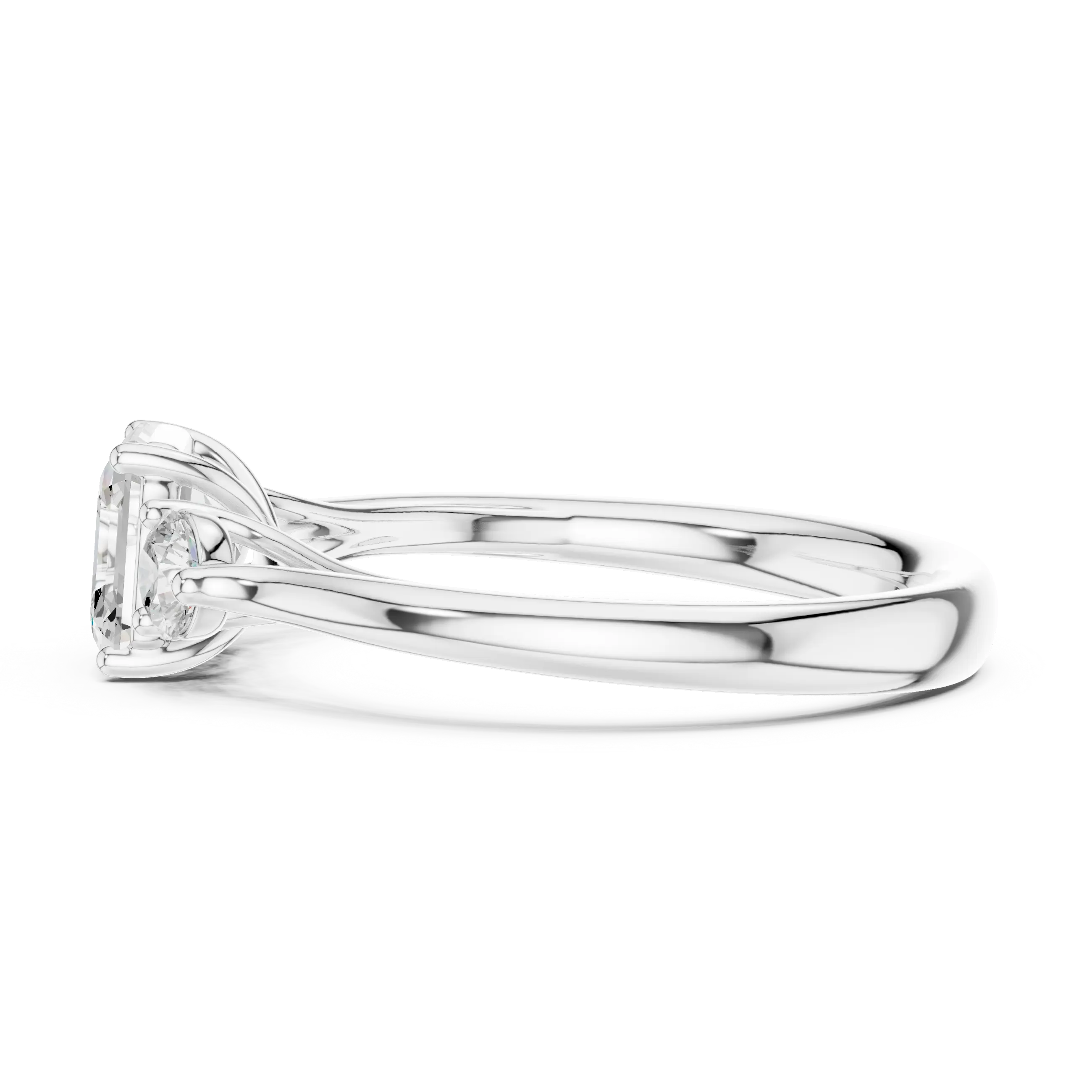 MJR073 - Classic Step Cut Asscher Trio Comfort Fit Ring