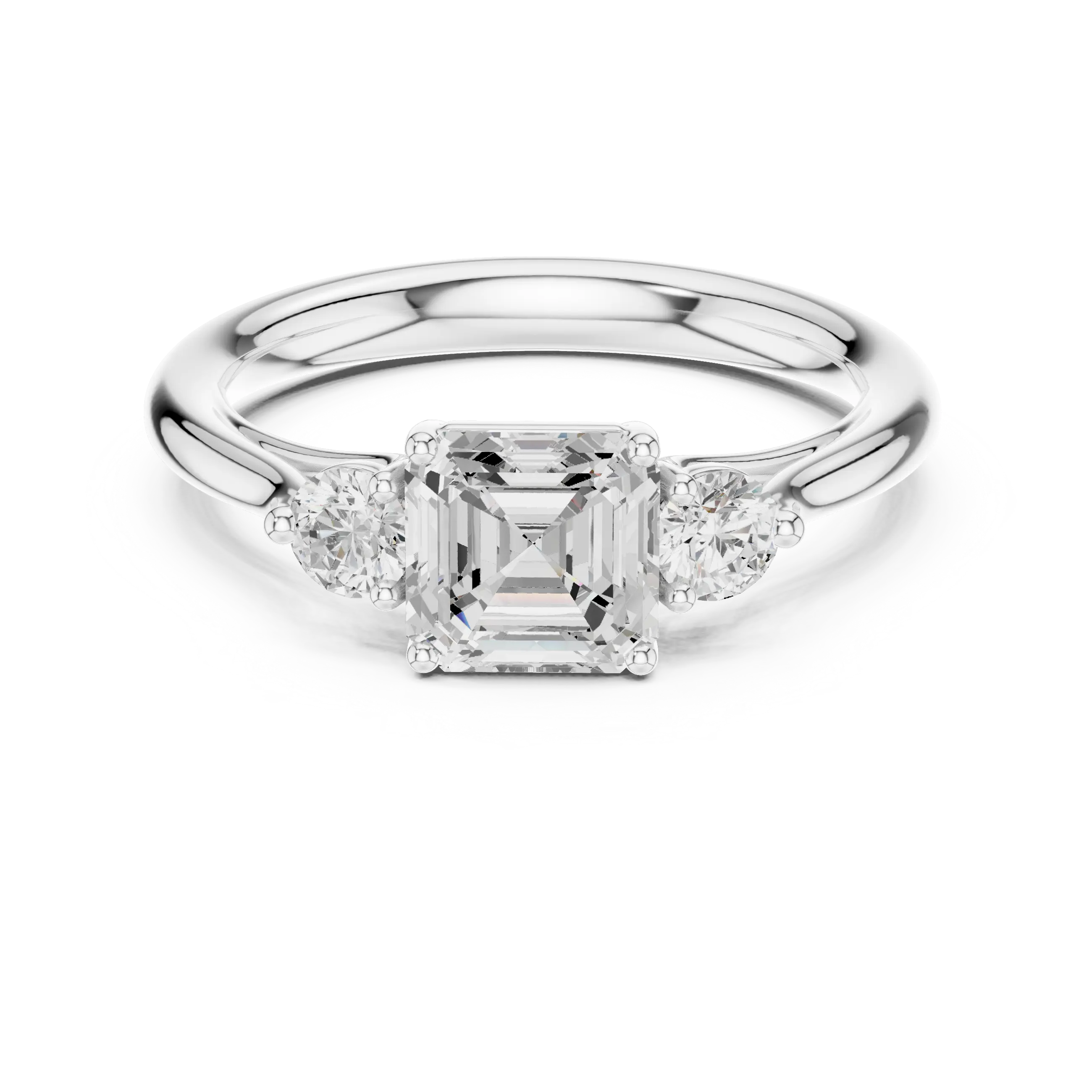 MJR073 - Classic Step Cut Asscher Trio Comfort Fit Ring