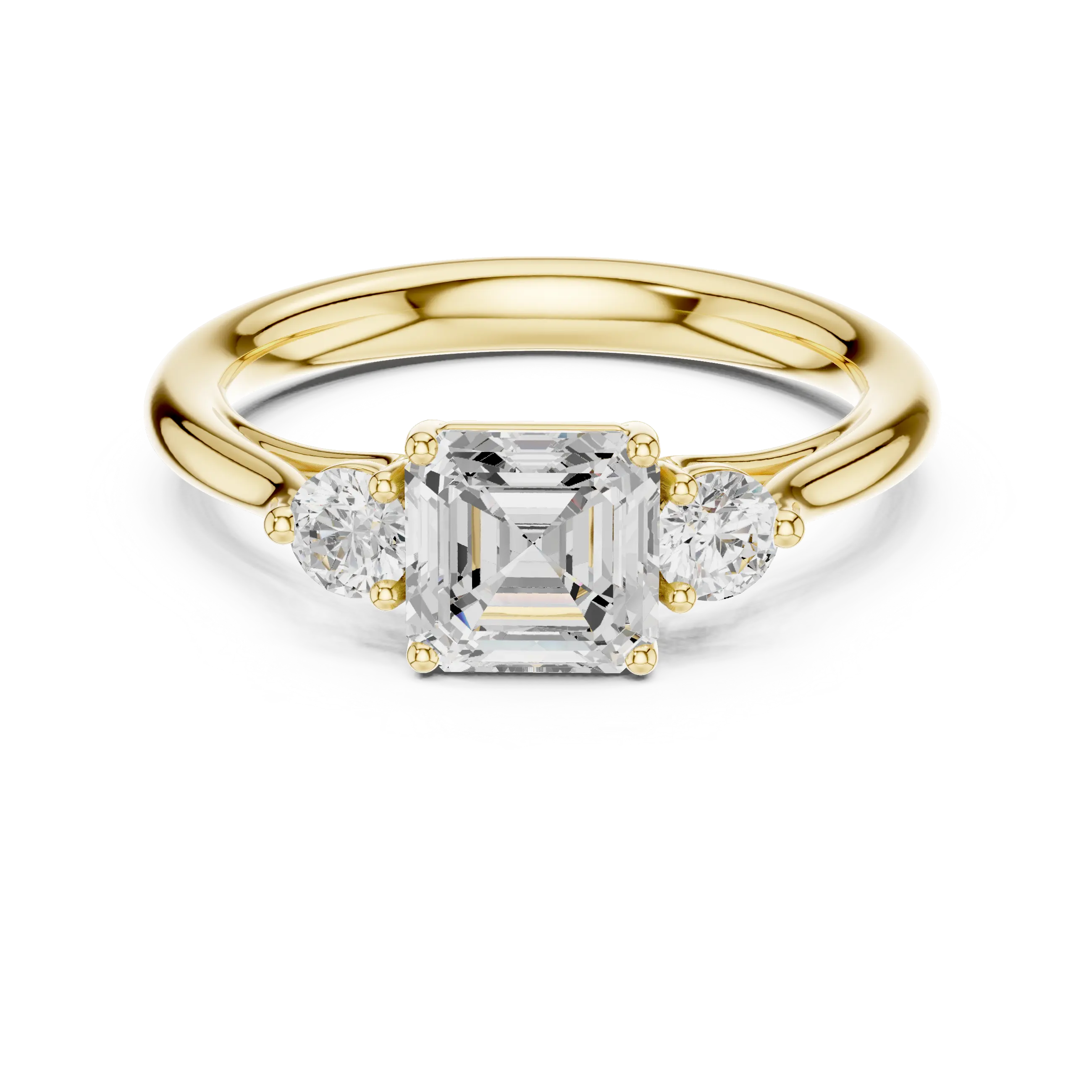 MJR073 - Classic Step Cut Asscher Trio Comfort Fit Ring