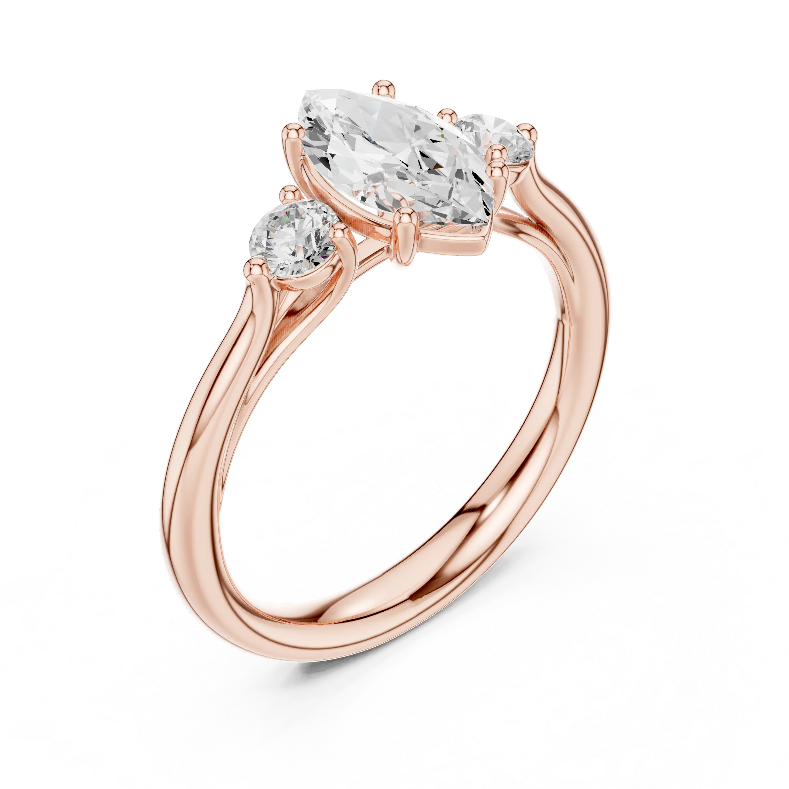 MJR075 - Elegant Three Stone Minimalist Marquise Bridal Band
