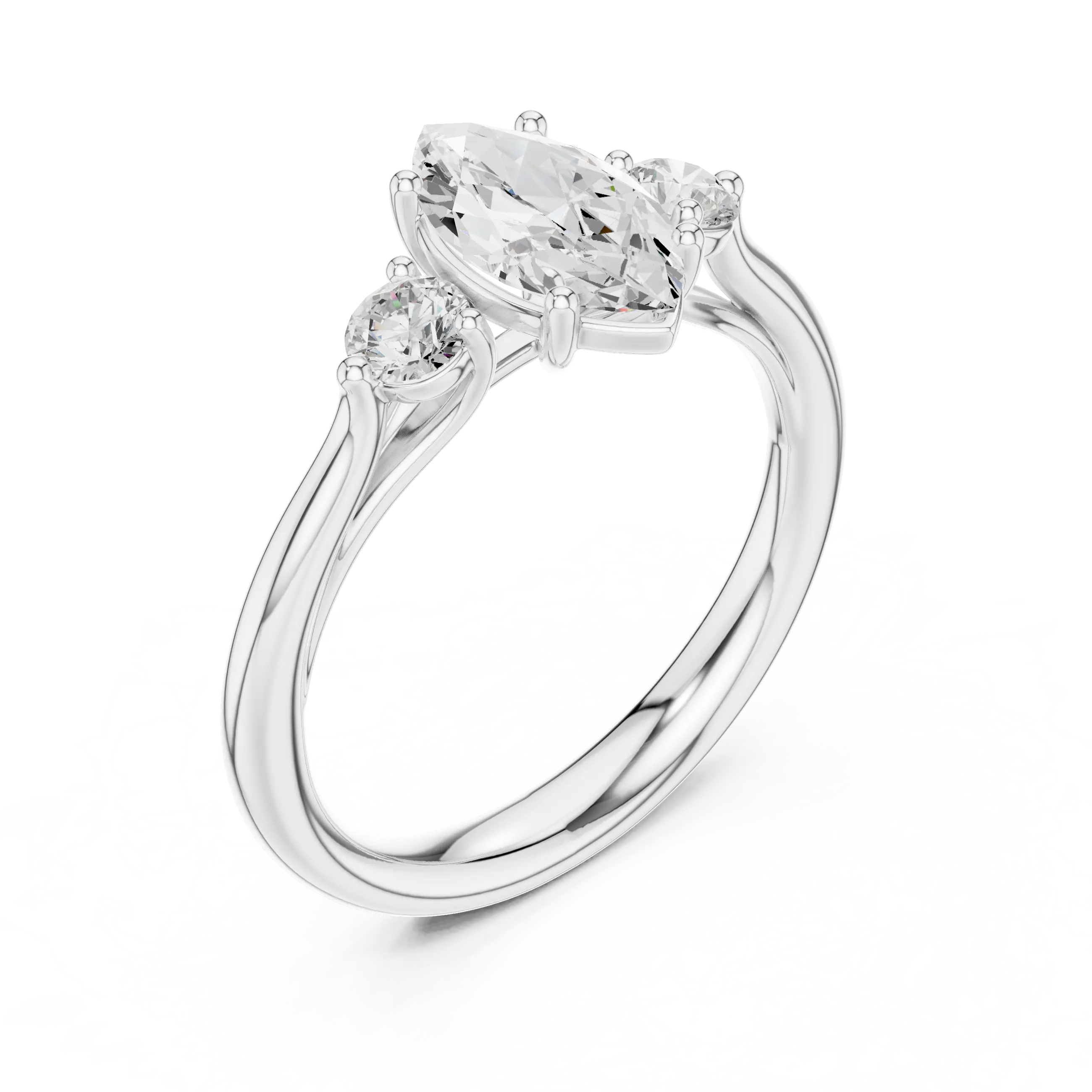 MJR075 - Elegant Three Stone Minimalist Marquise Bridal Band