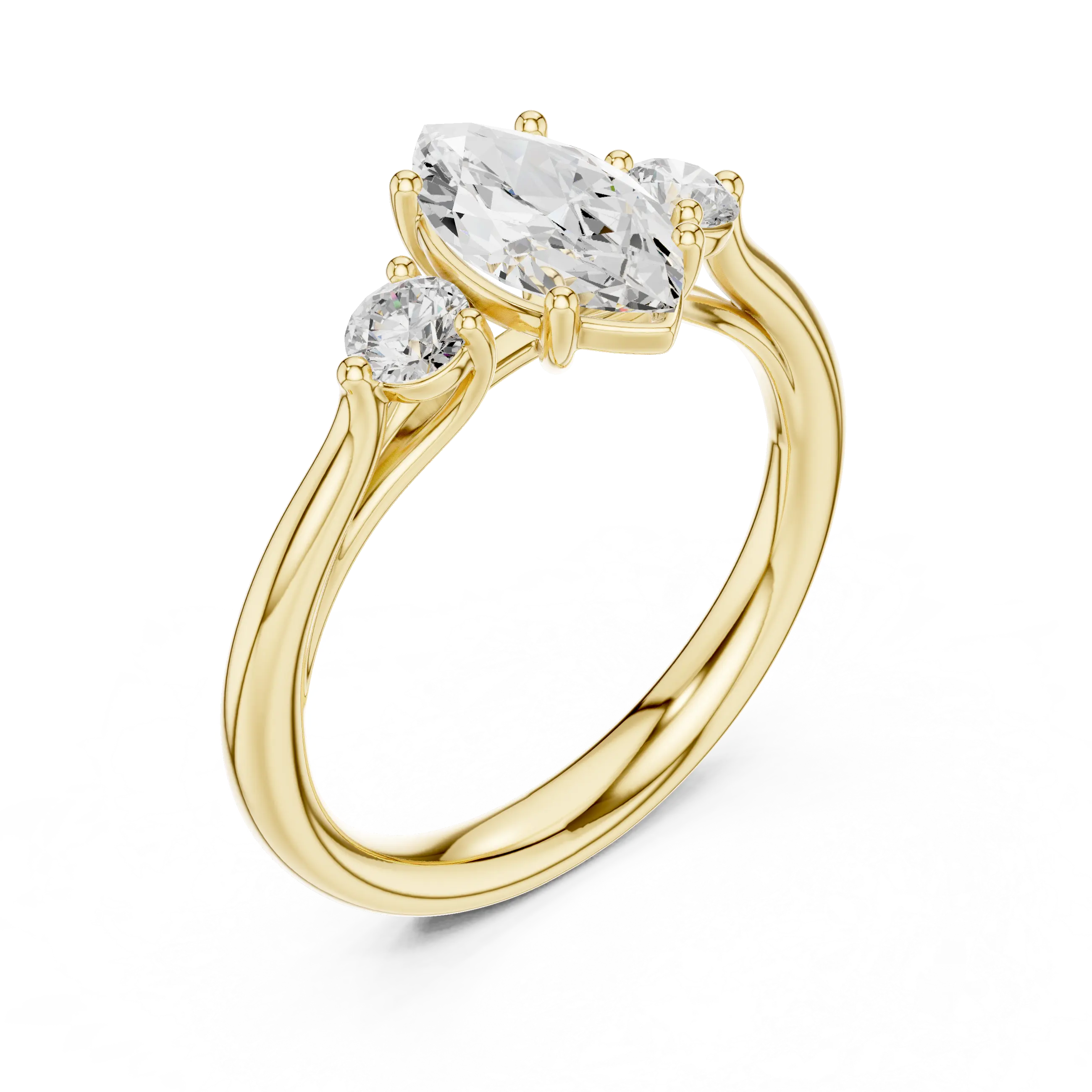 MJR075 - Elegant Three Stone Minimalist Marquise Bridal Band