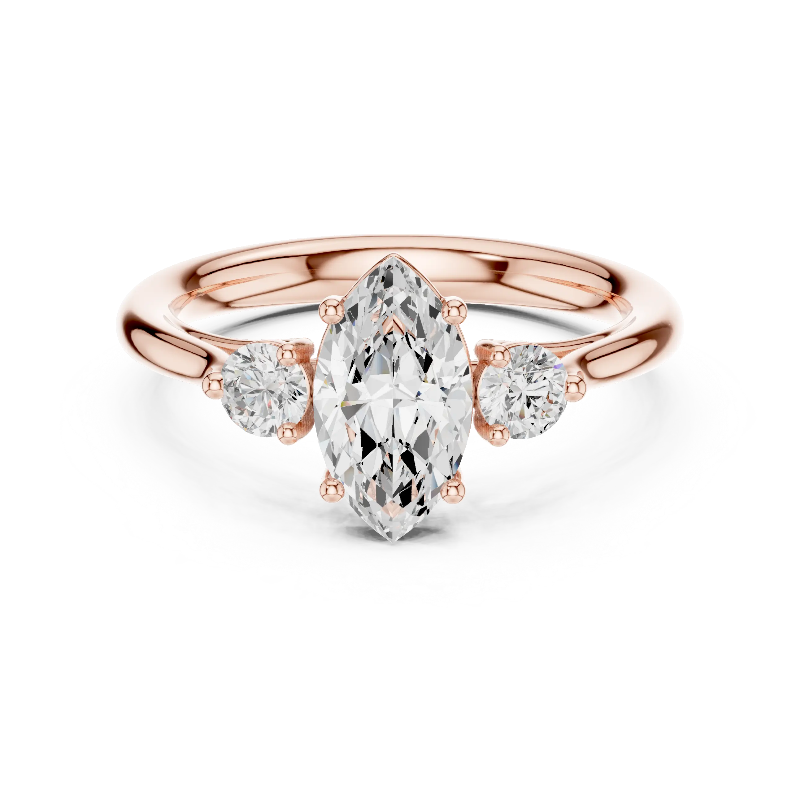 MJR075 - Elegant Three Stone Minimalist Marquise Bridal Band