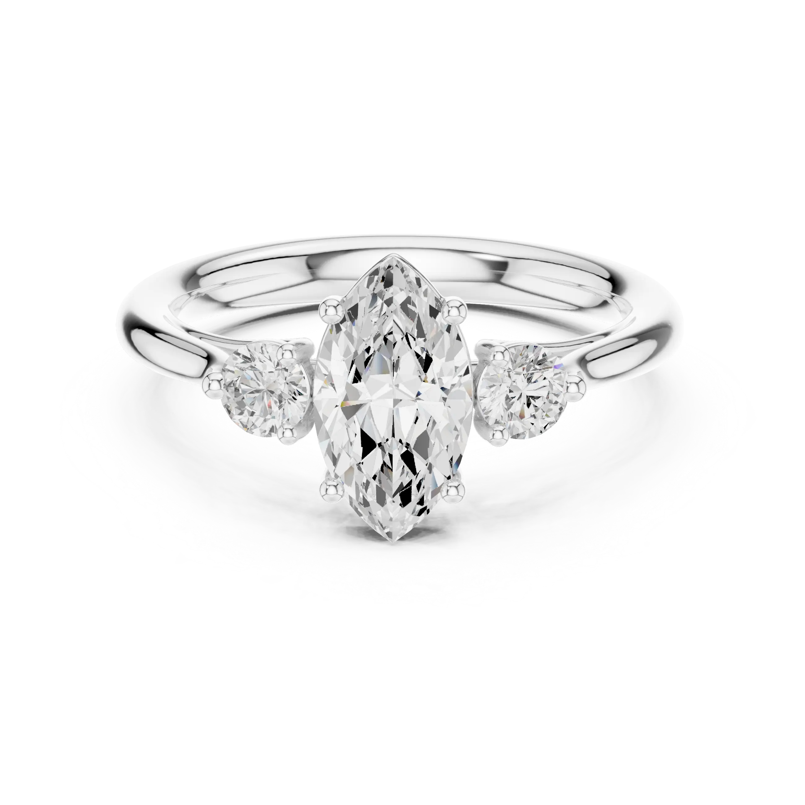 MJR075 - Elegant Three Stone Minimalist Marquise Bridal Band